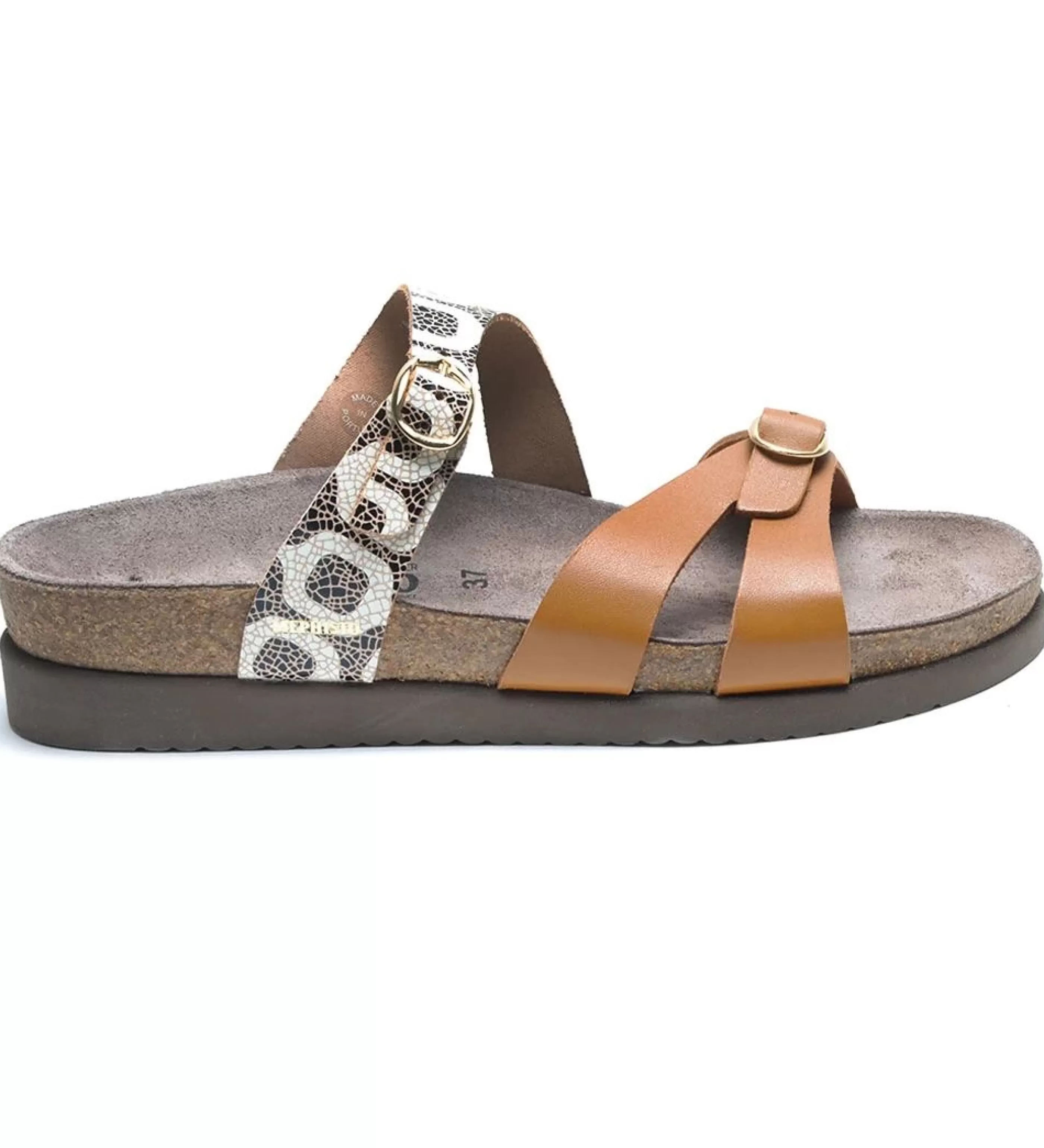 Flash Sale Hannel Copacabana Camel Waxy Leather Slide Sandal Women Slide