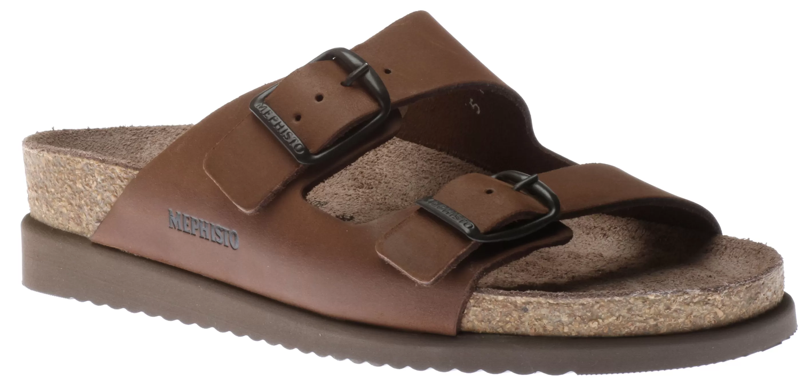 Outlet Harmony Brown Nubuck Leather Slide Sandal Women Slide