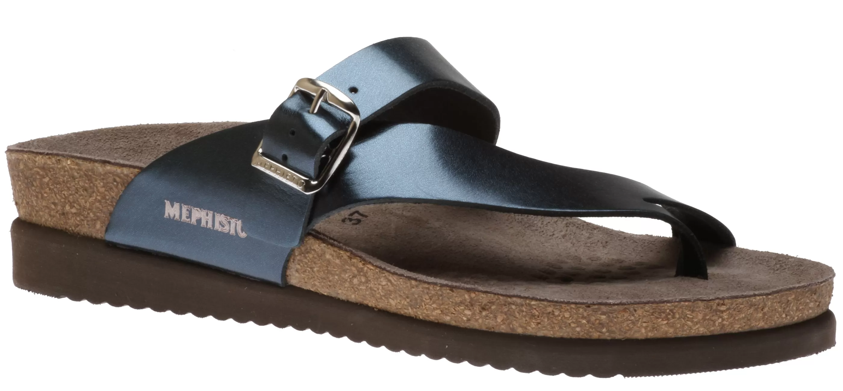 Fashion Helen Blue Metallic Leather Thong Sandal Women Toe Thong