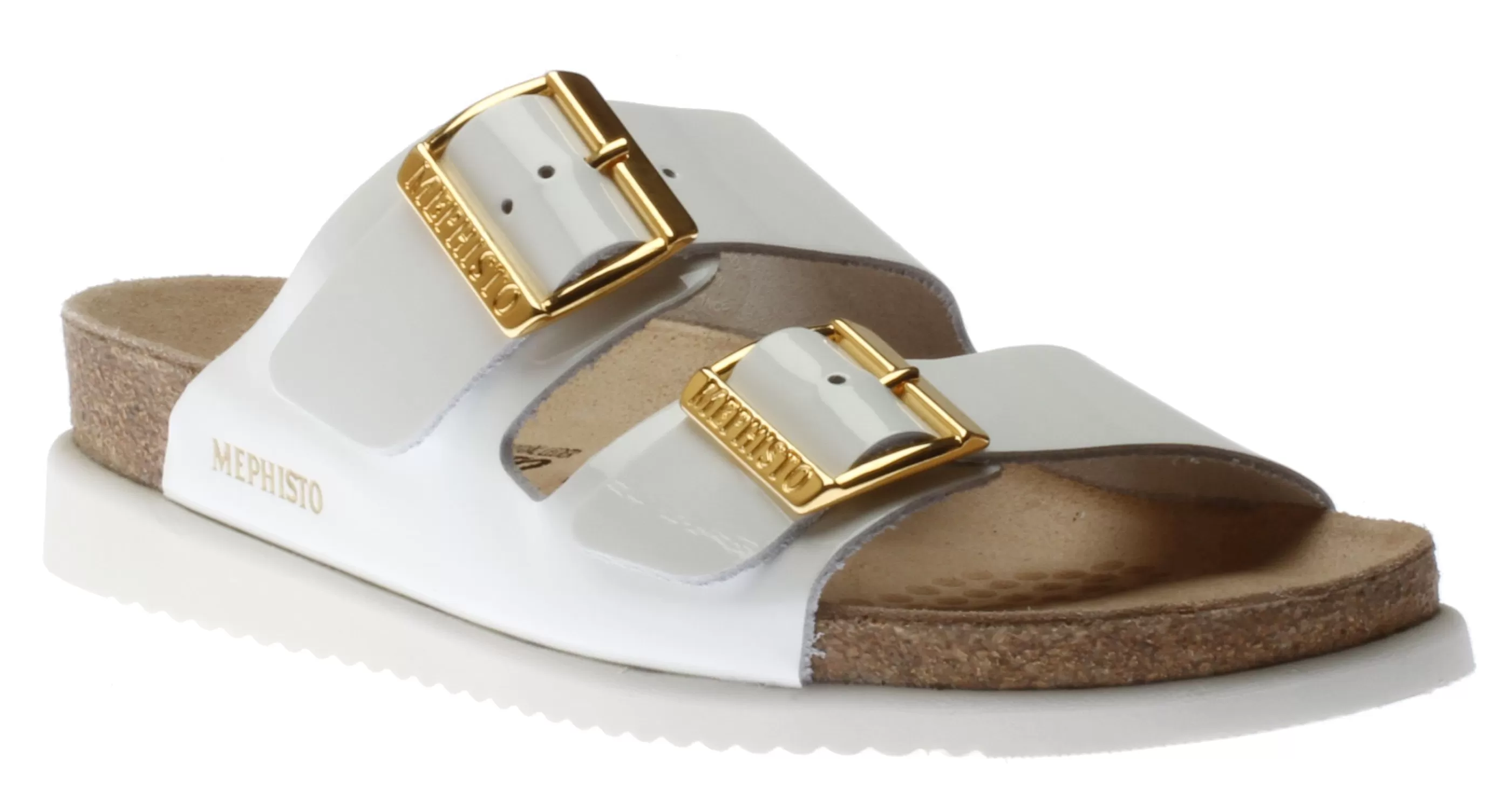 Flash Sale Hester White Patent Gold Buckle Slide Sandal Women Slide