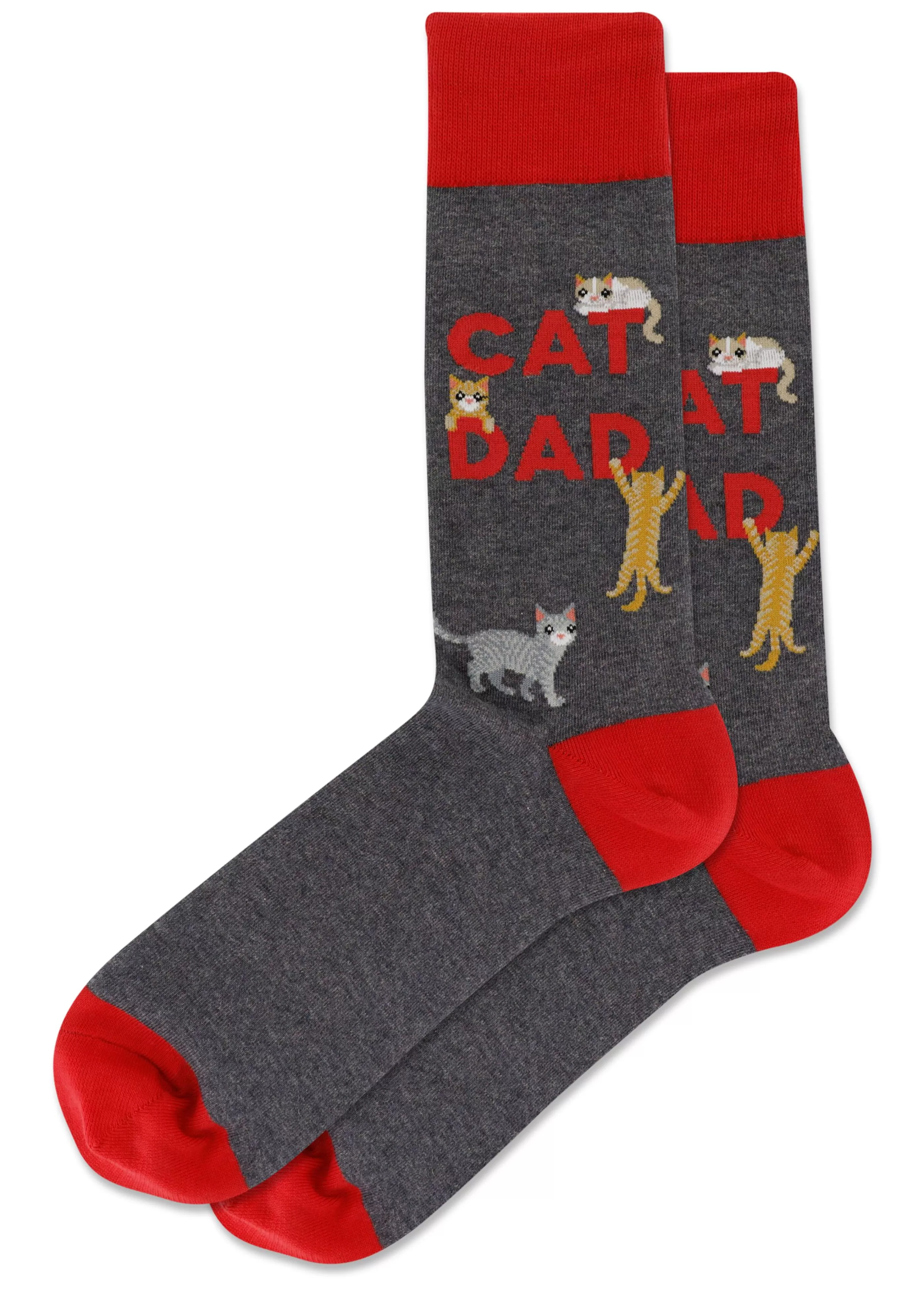 Cheap Men's Cat Dad Charcoal Crew Socks Accessories Socks