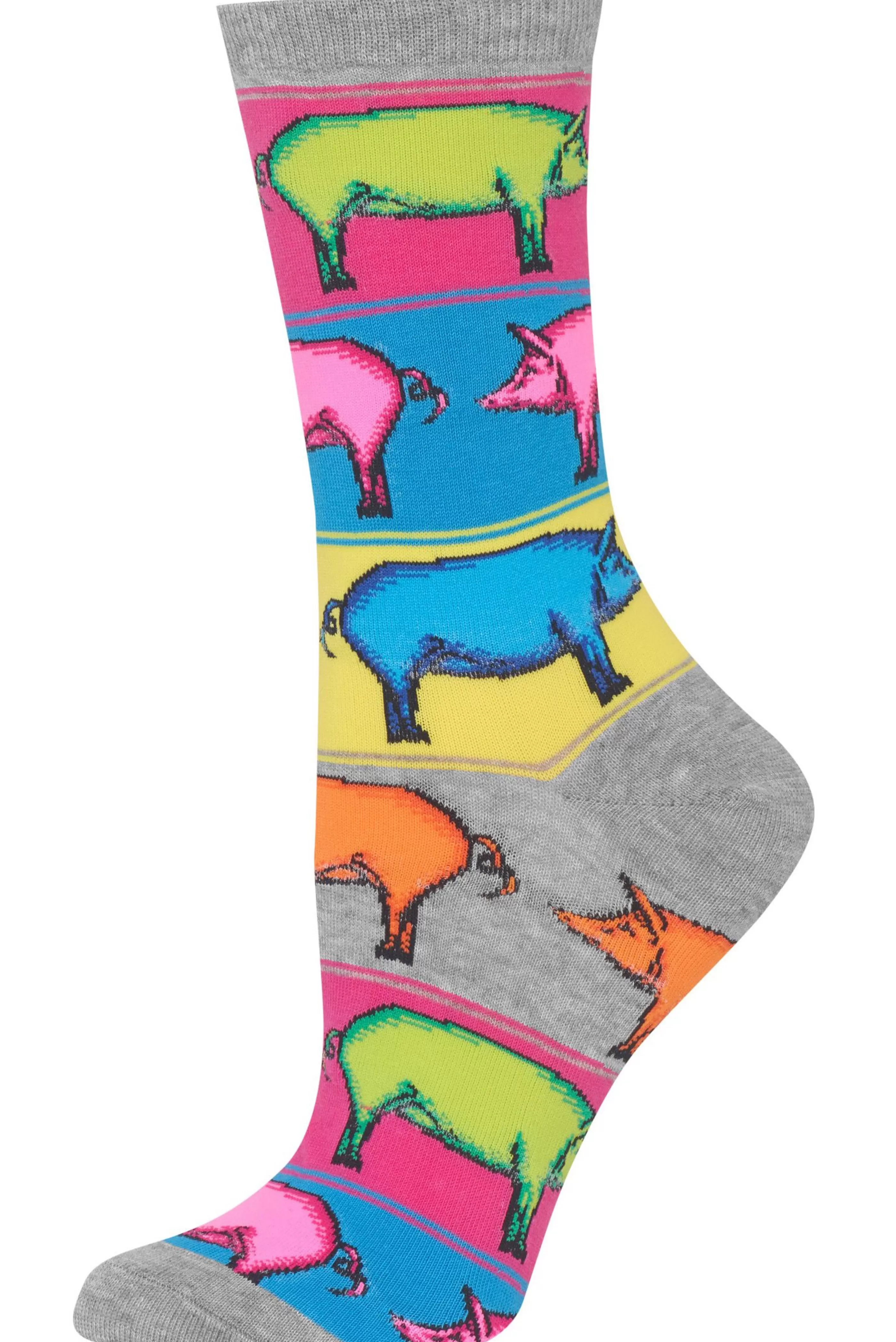 Sale Women's Pop Pigs Grey Crew Socks Accessories Socks