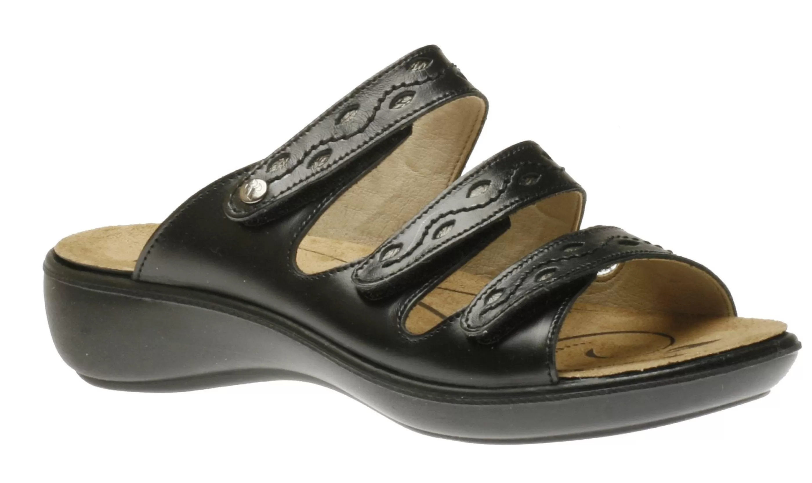 Fashion Ibiza 66 Black Leather Slide Sandal Women Slide