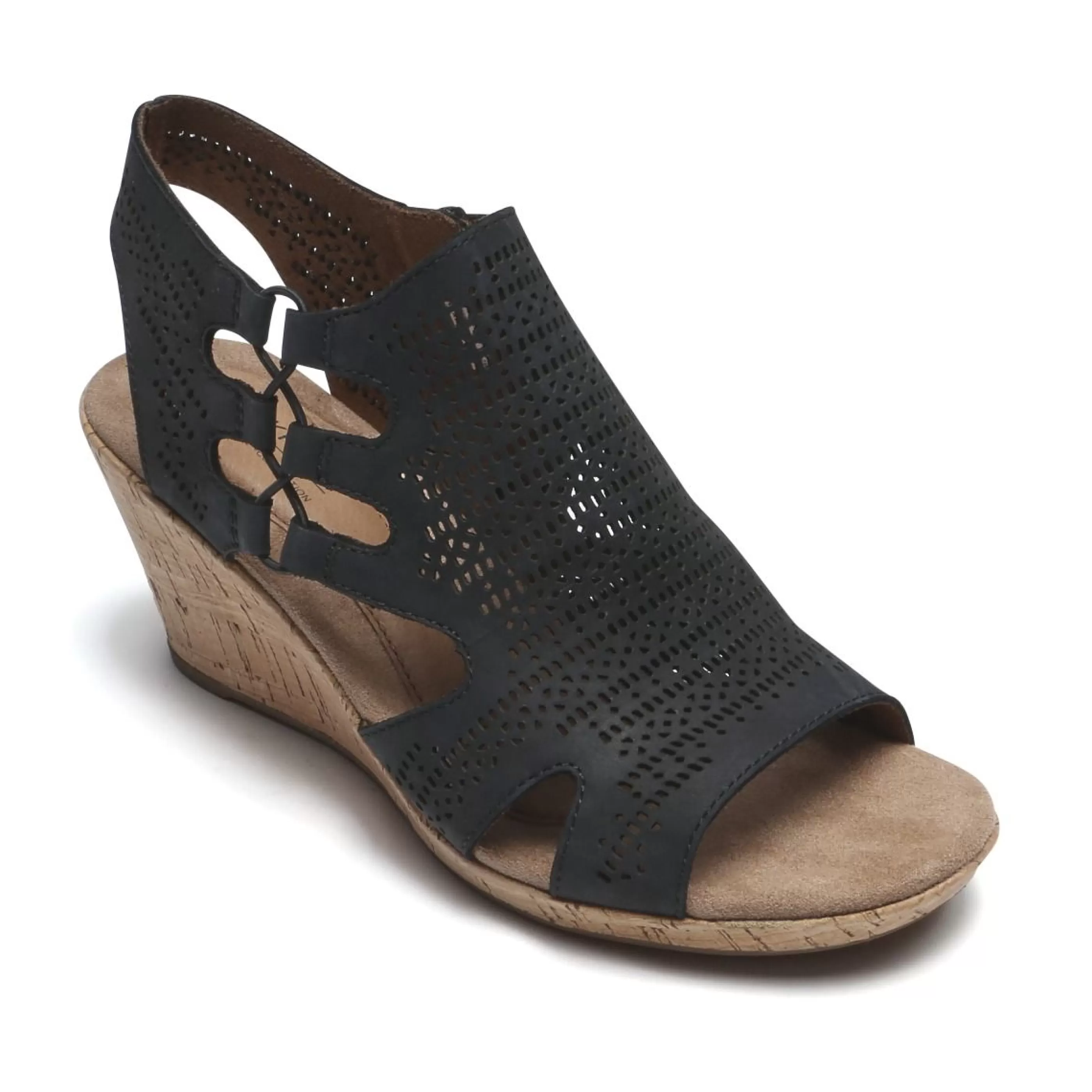 Cheap Janna Black Nubuck Wedge Sandal Women Sandal