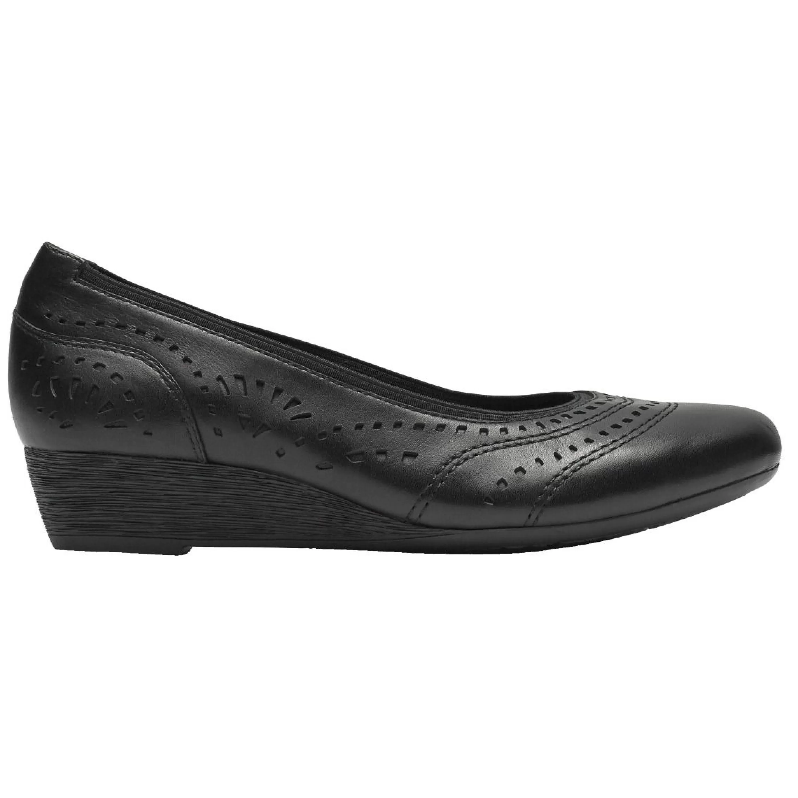 Shop Judson Black Perforated Leather Wedge Pump Women Dress Casual