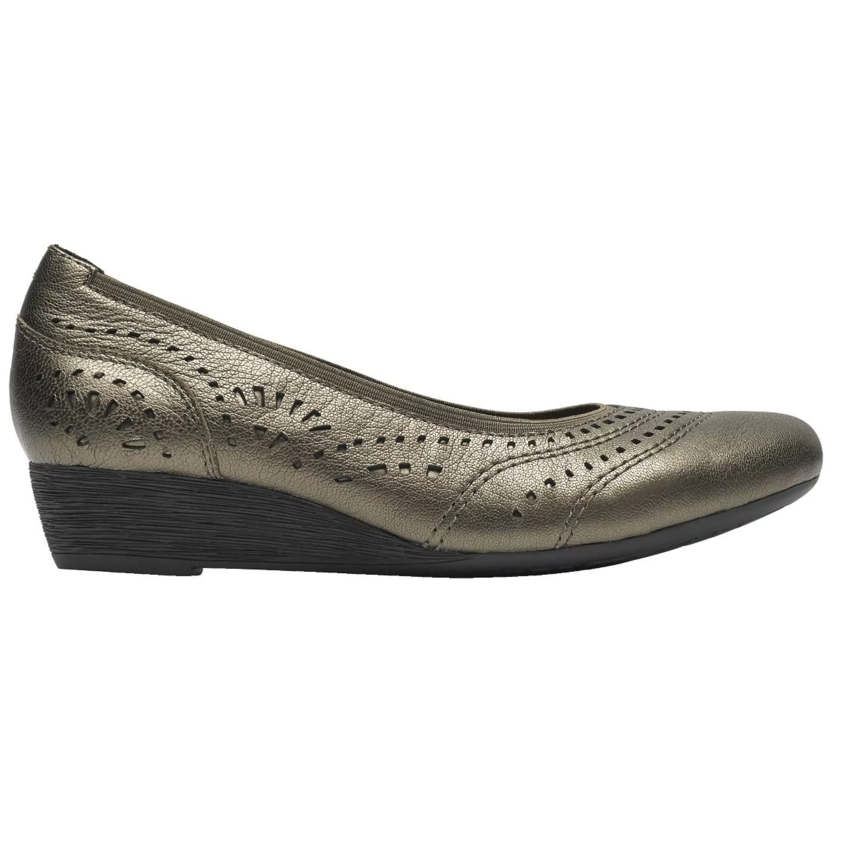 Store Judson Metallic Perforated Leather Wedge Pump Women Dress Casual