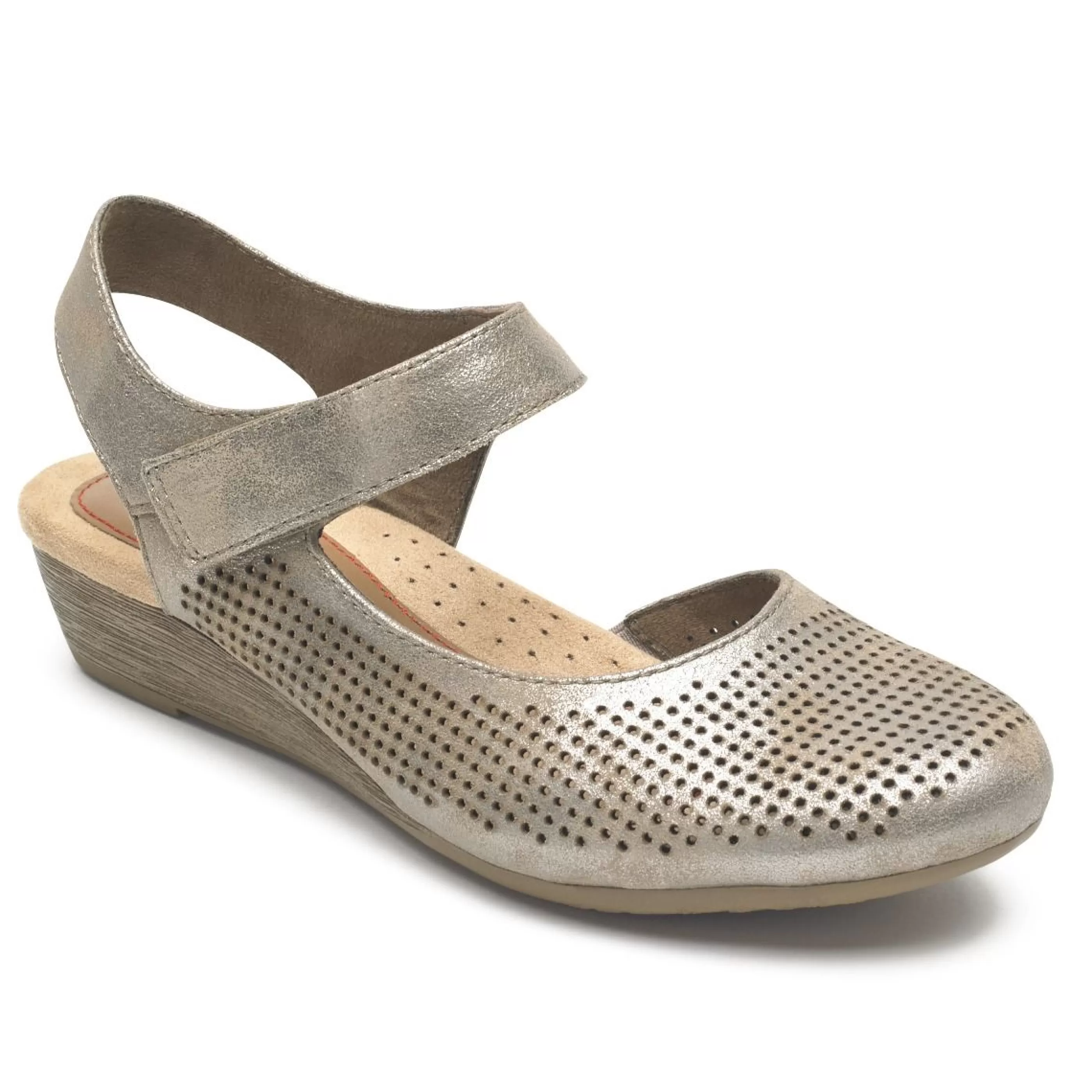 Store Judson Metallic Perforated Leather Wedge Sandal Women Sandal