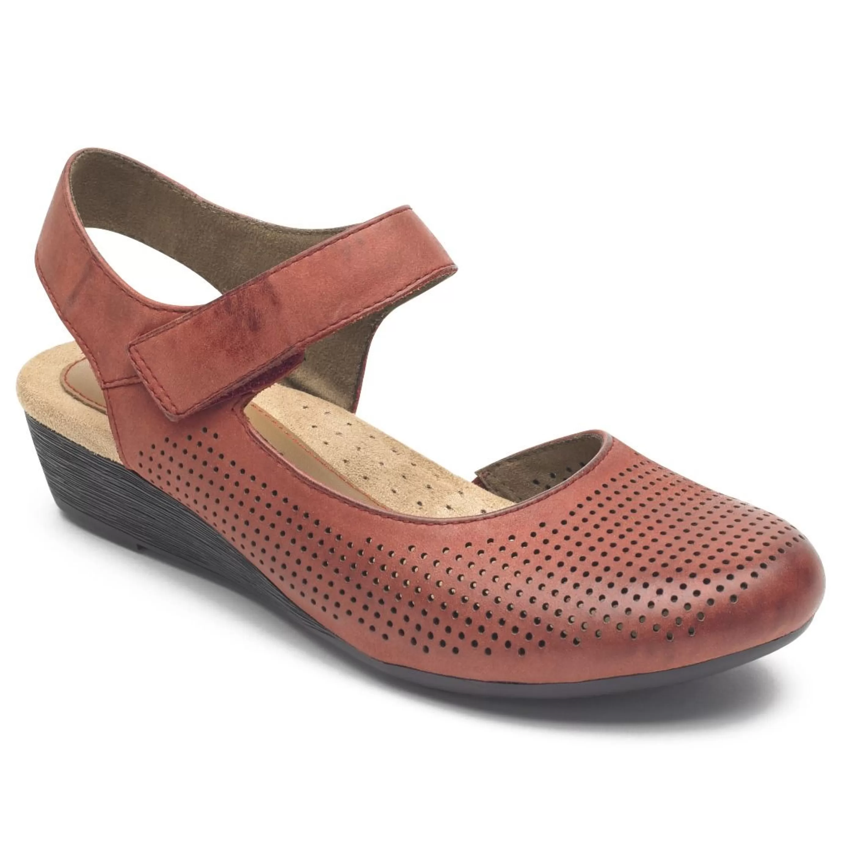 Flash Sale Judson Red Perforated Leather Wedge Sandal Women Sandal