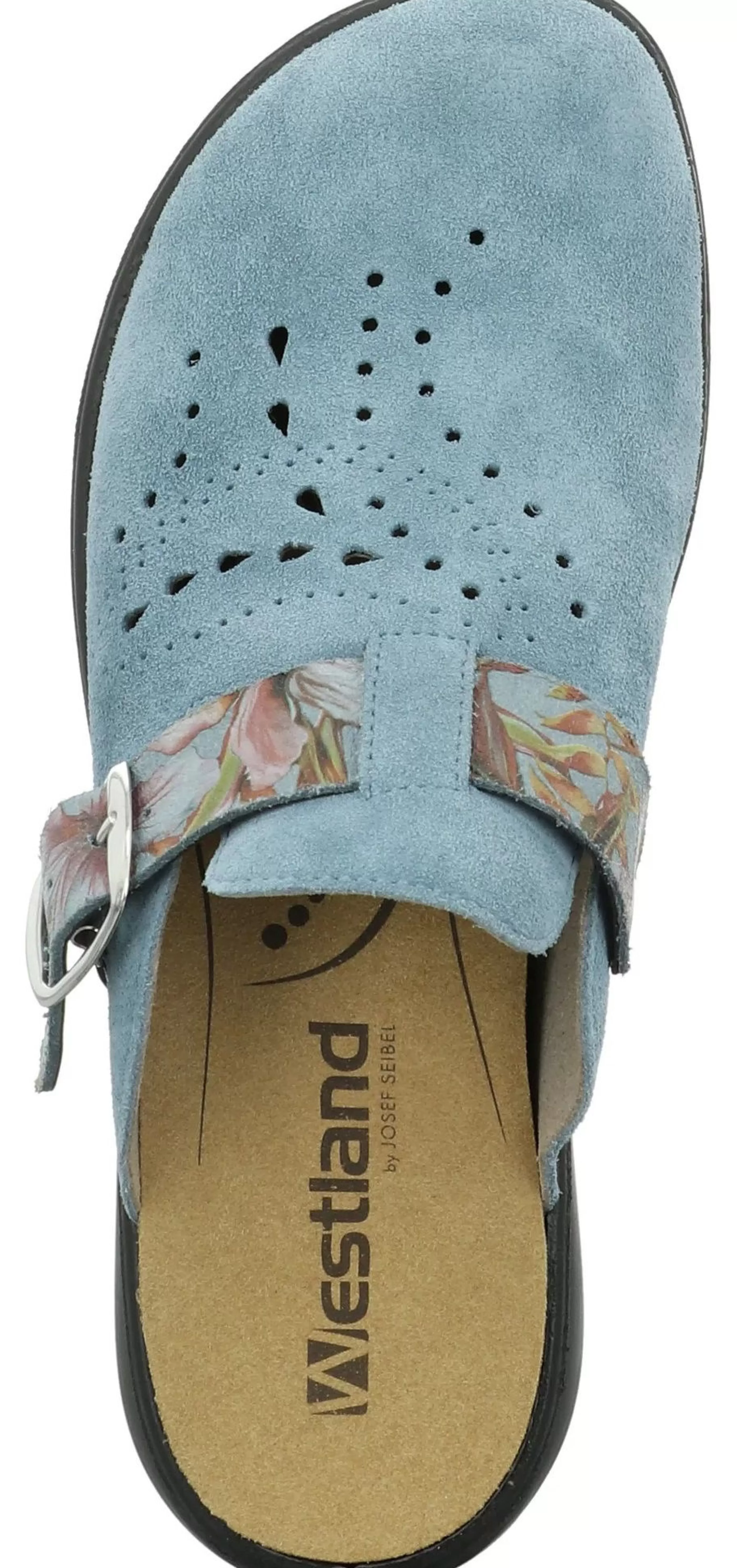 Discount Korsika 345 Light Blue Nubuck Leather Clog Women Slipper