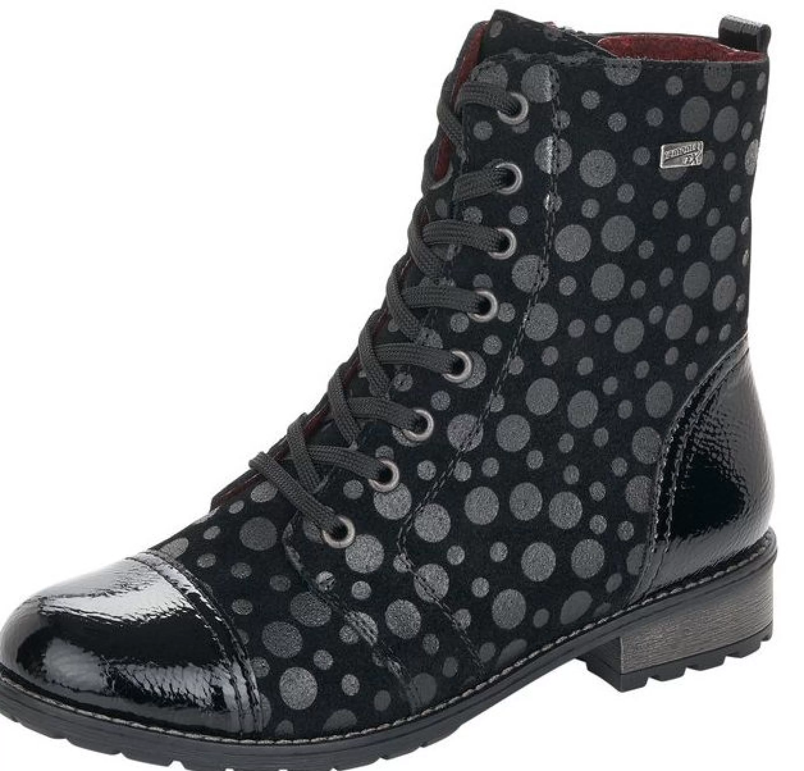 Clearance Largo Black Grey Polka Dot Lace-Up Ankle Boot Women Dress Boot