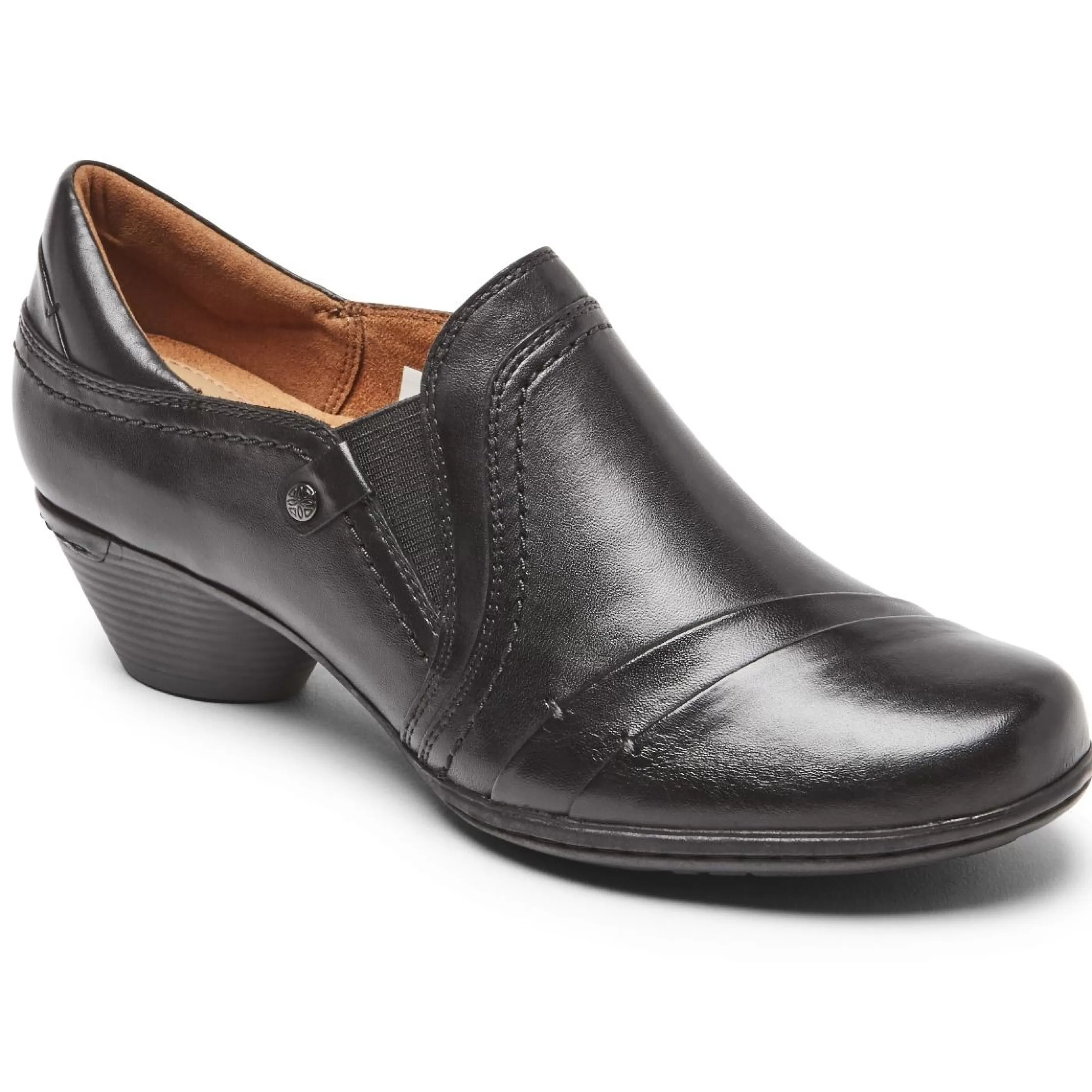 Clearance Laurel Slip-On Black Leather Low Heel Women Dress