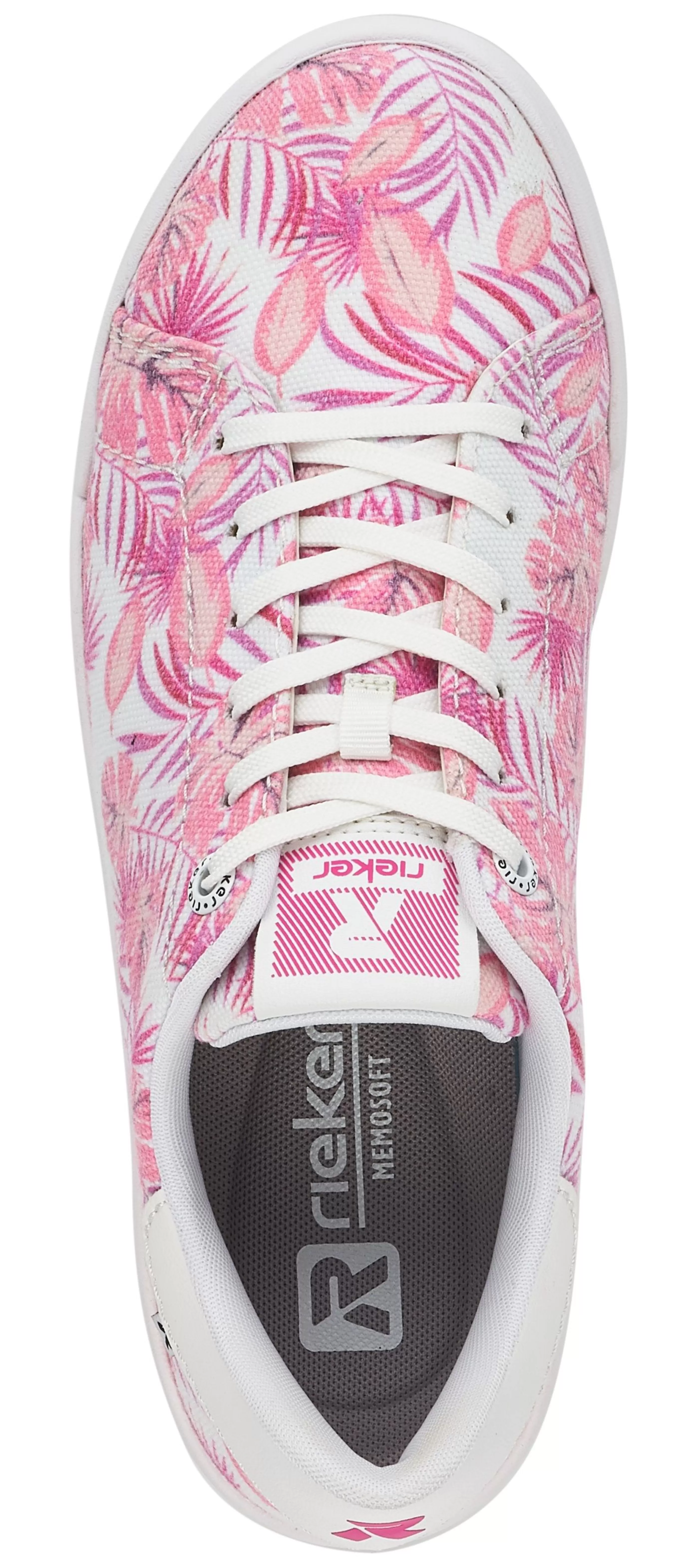 Outlet Leinen White Tropical Pink Palm Lace-Up Sneaker Women Walking