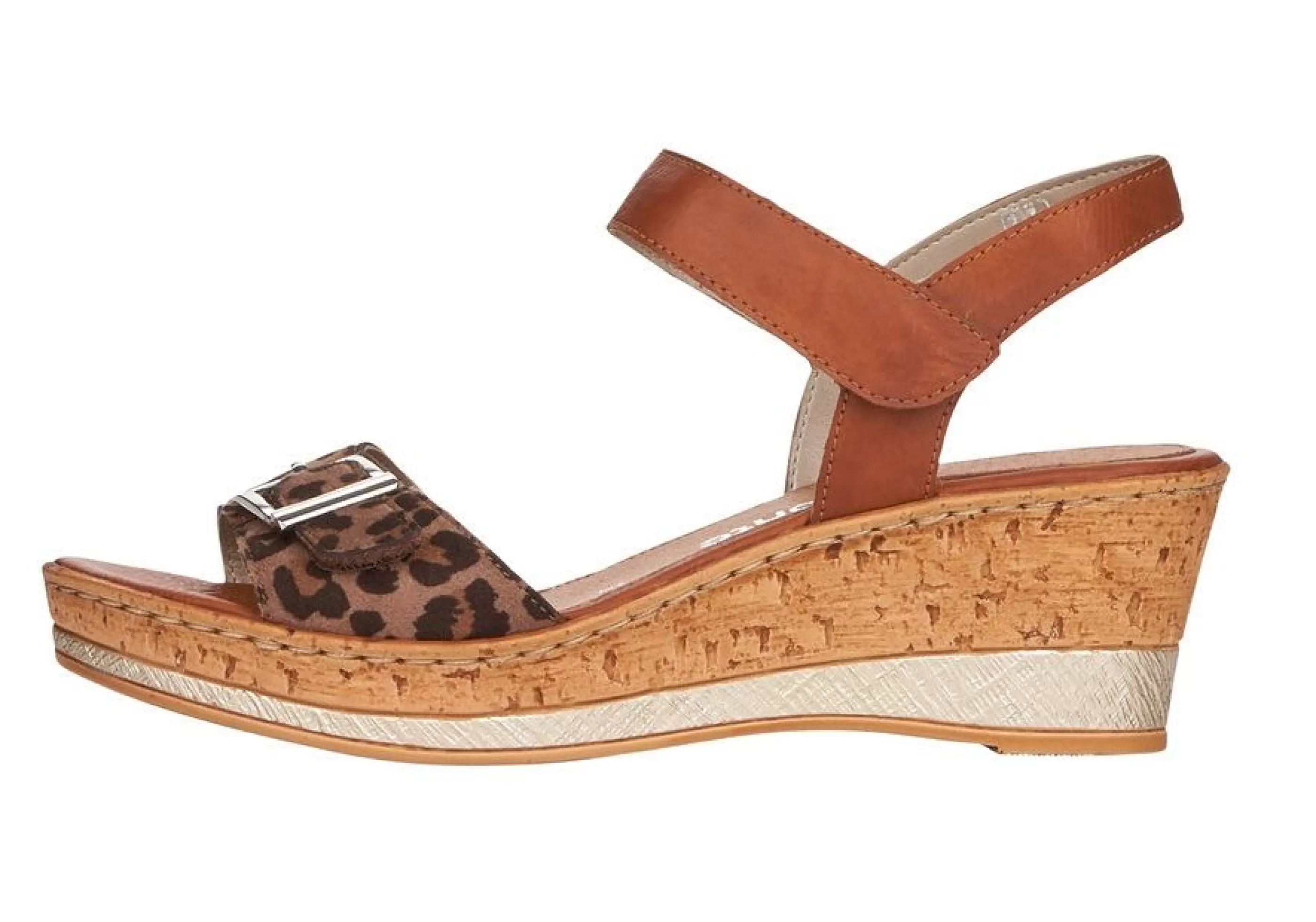 Hot Leosamt Brown Cheetah Print Wedge Sandal Women Sandal