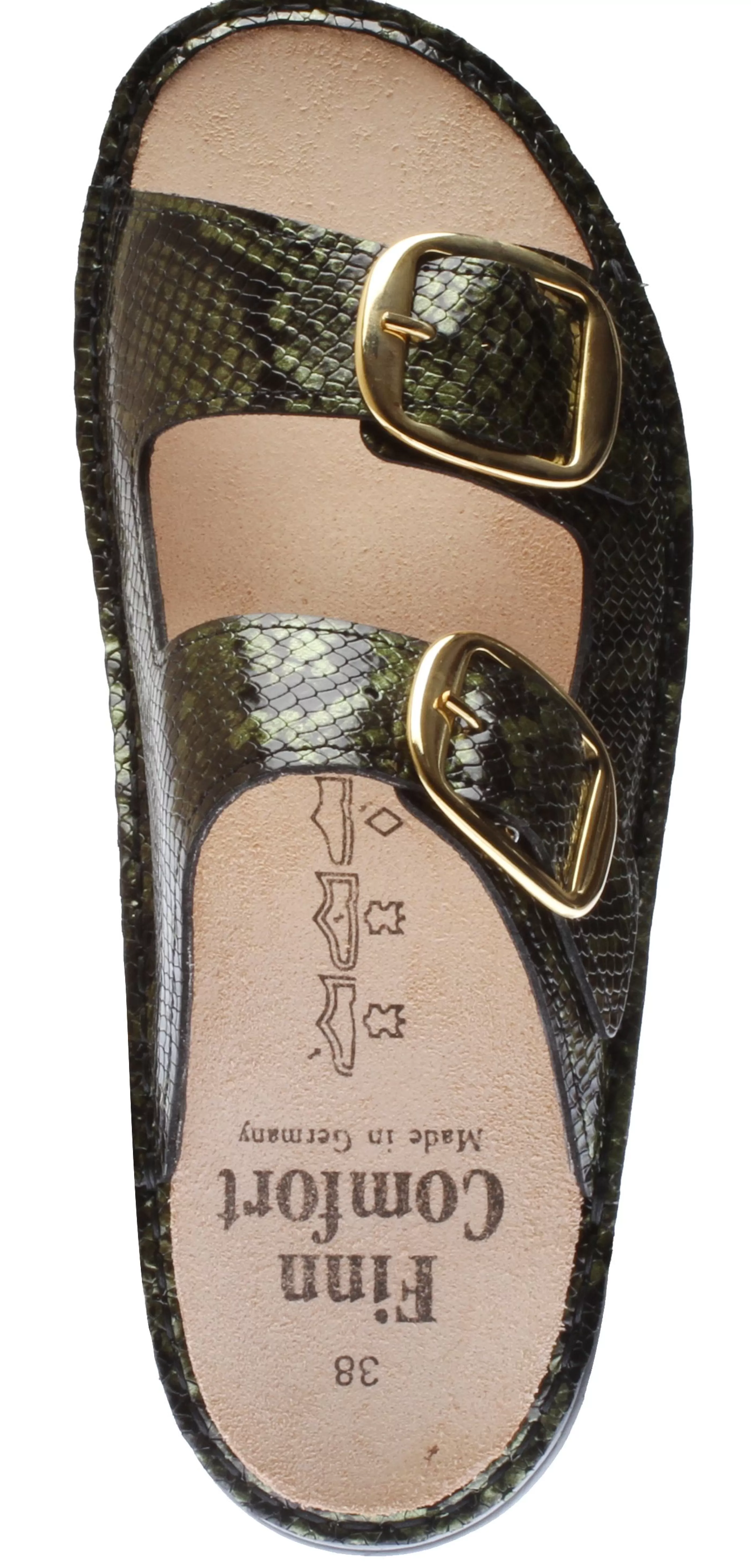 Store Lipari Green Snakeskin Patent Gold Buckle Slide Sandal Women Slide