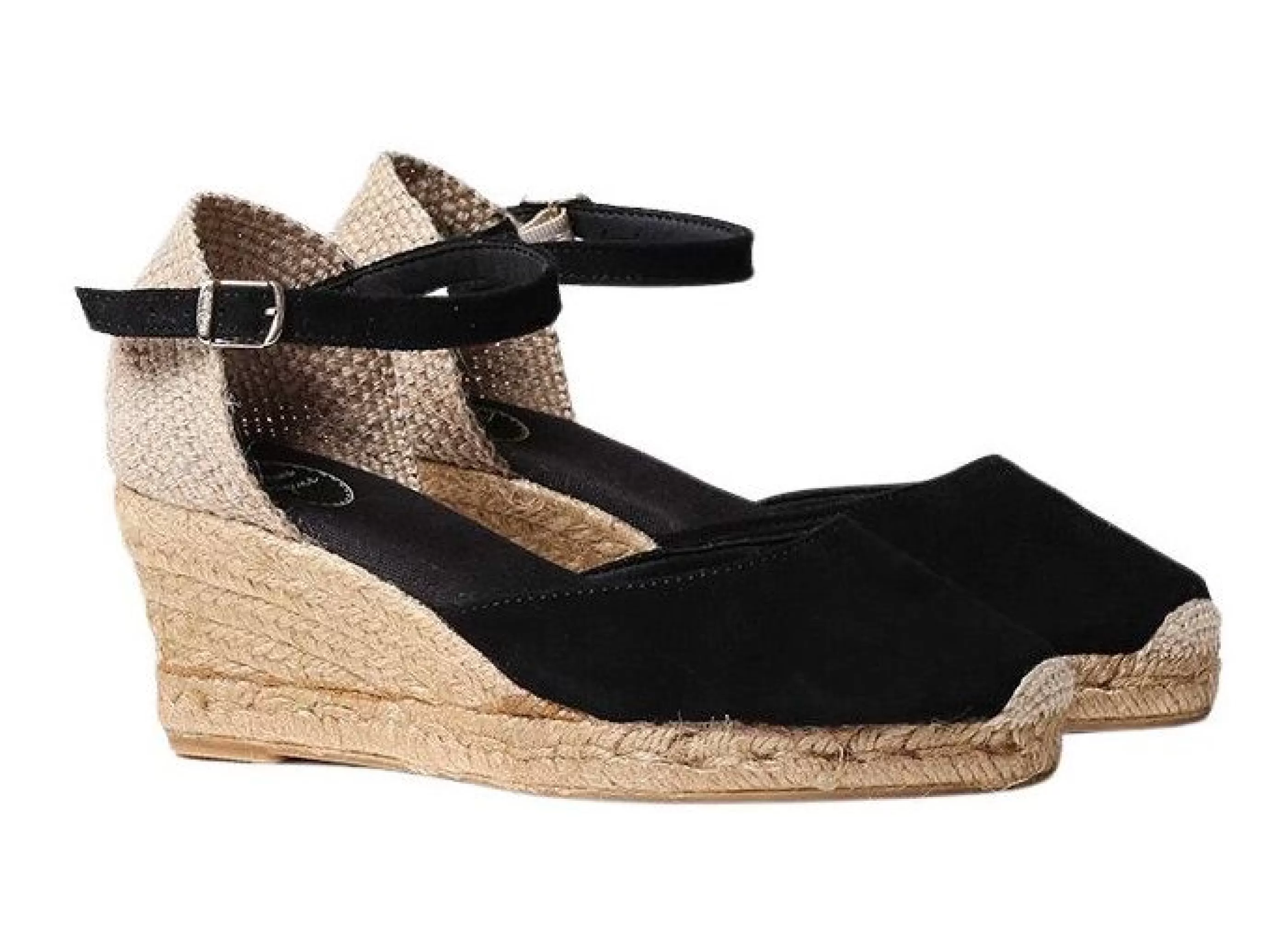 Best Sale Lloret Black Suede Espadrille Wedge Sandal Women Casual