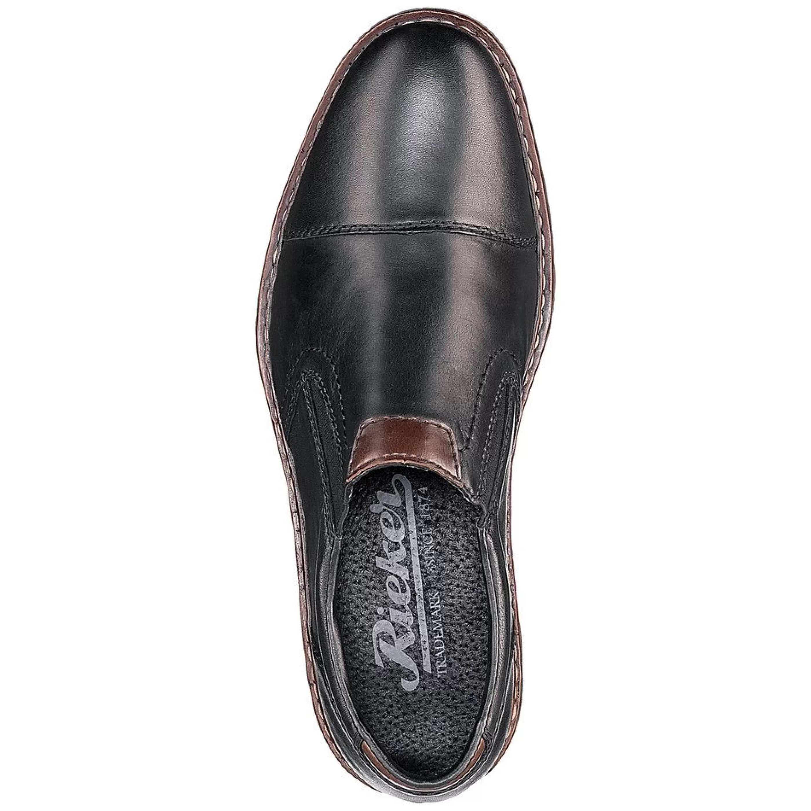 Fashion Lugano Black Leather Cap Toe Slip-On Dress Shoe Men Dress