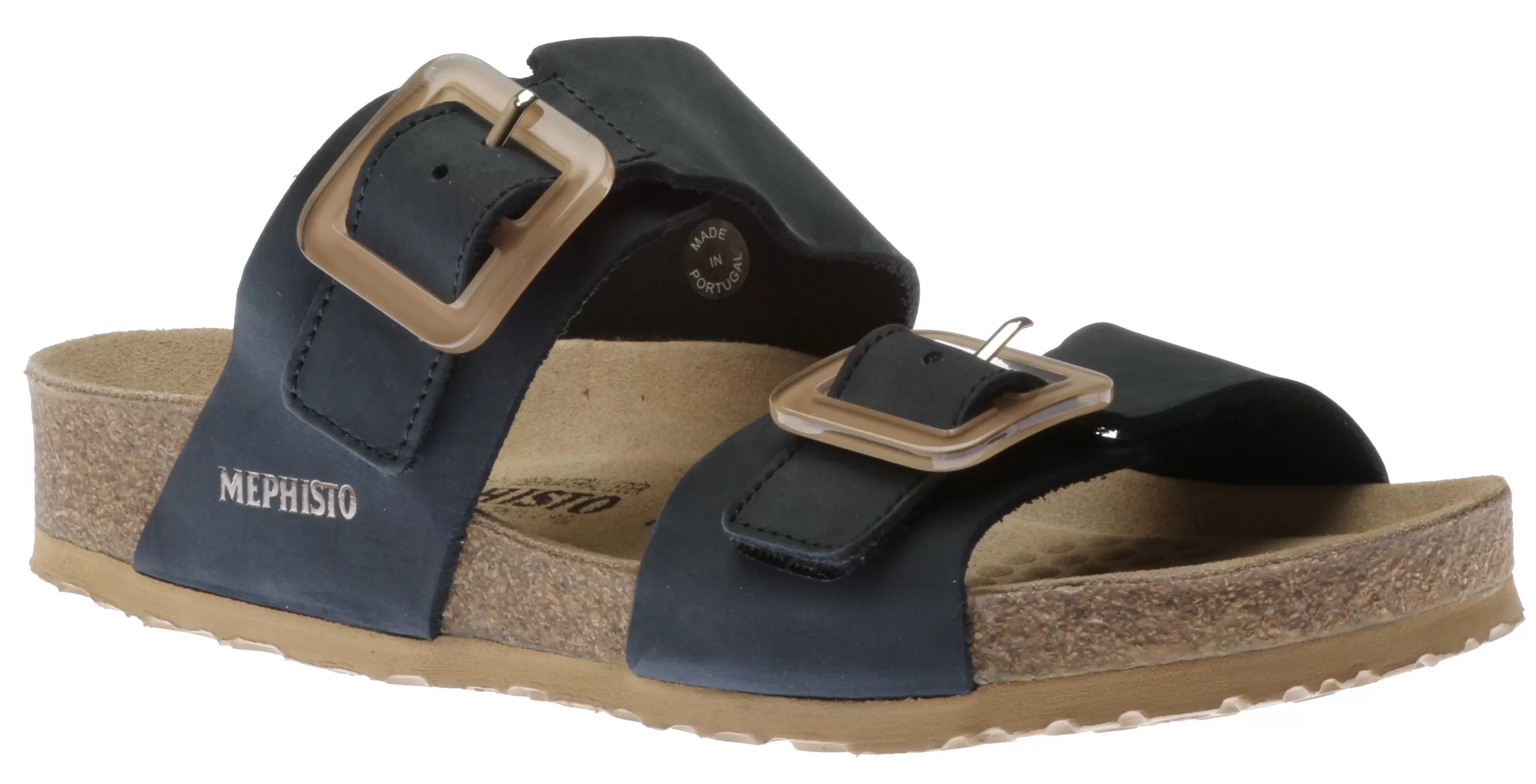 New Madison Navy Leather Slide Sandal Women Slide