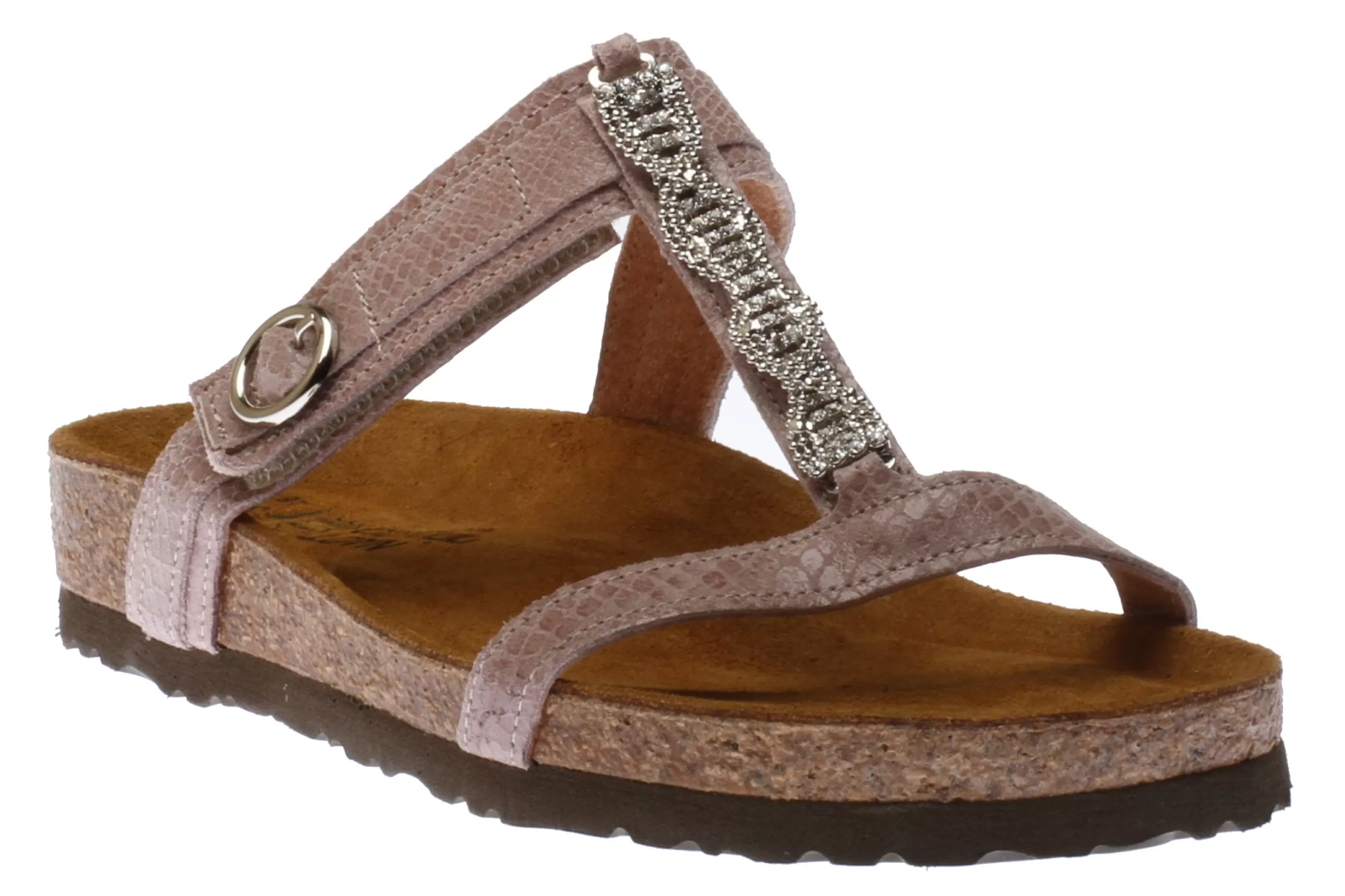 Best Sale Malibu Pink Snakeskin Leather Rhinestone Slide Sandal Women Slide