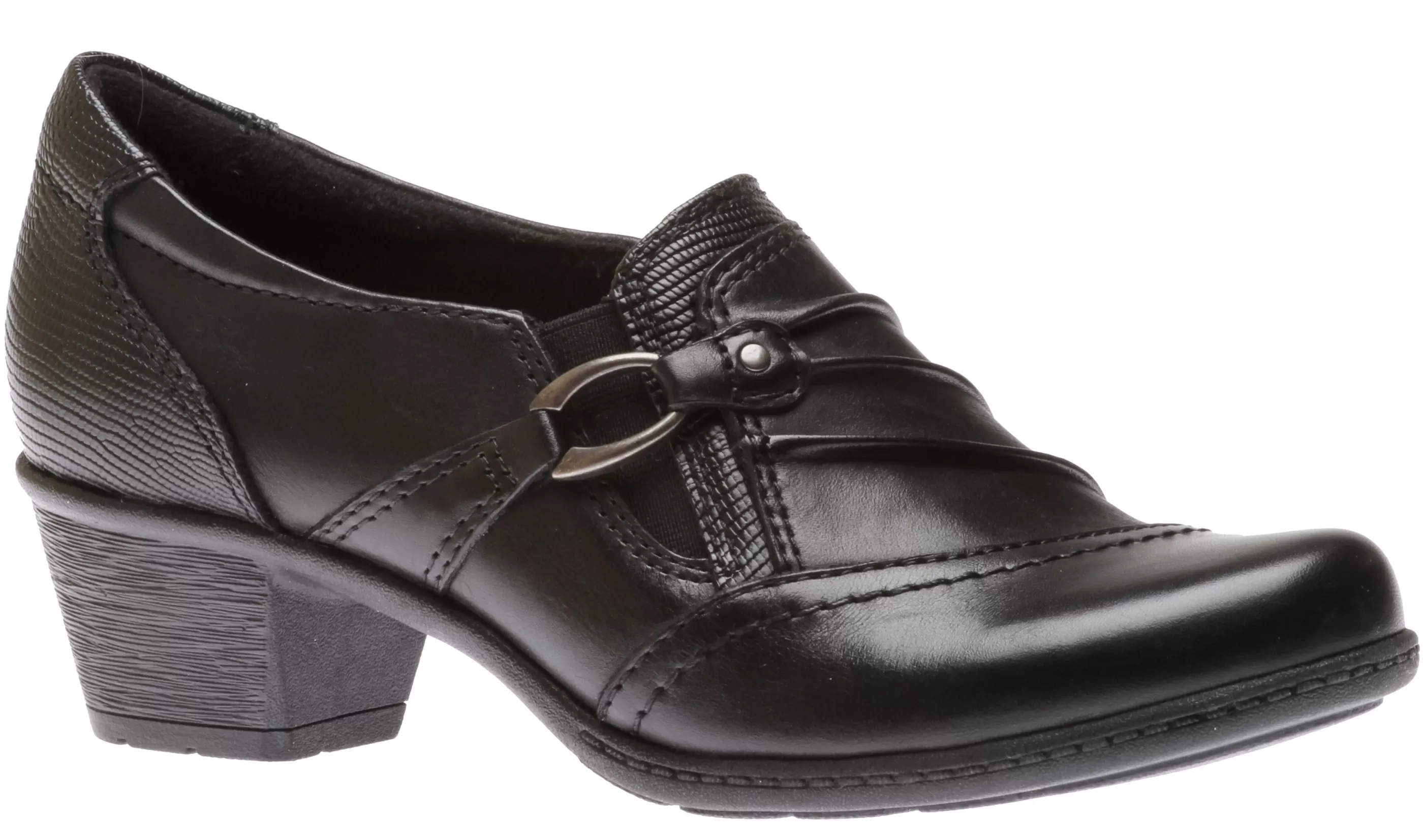 Best Marietta Mavis Black Leather Slip-On Heel Shoe Women Dress Casual