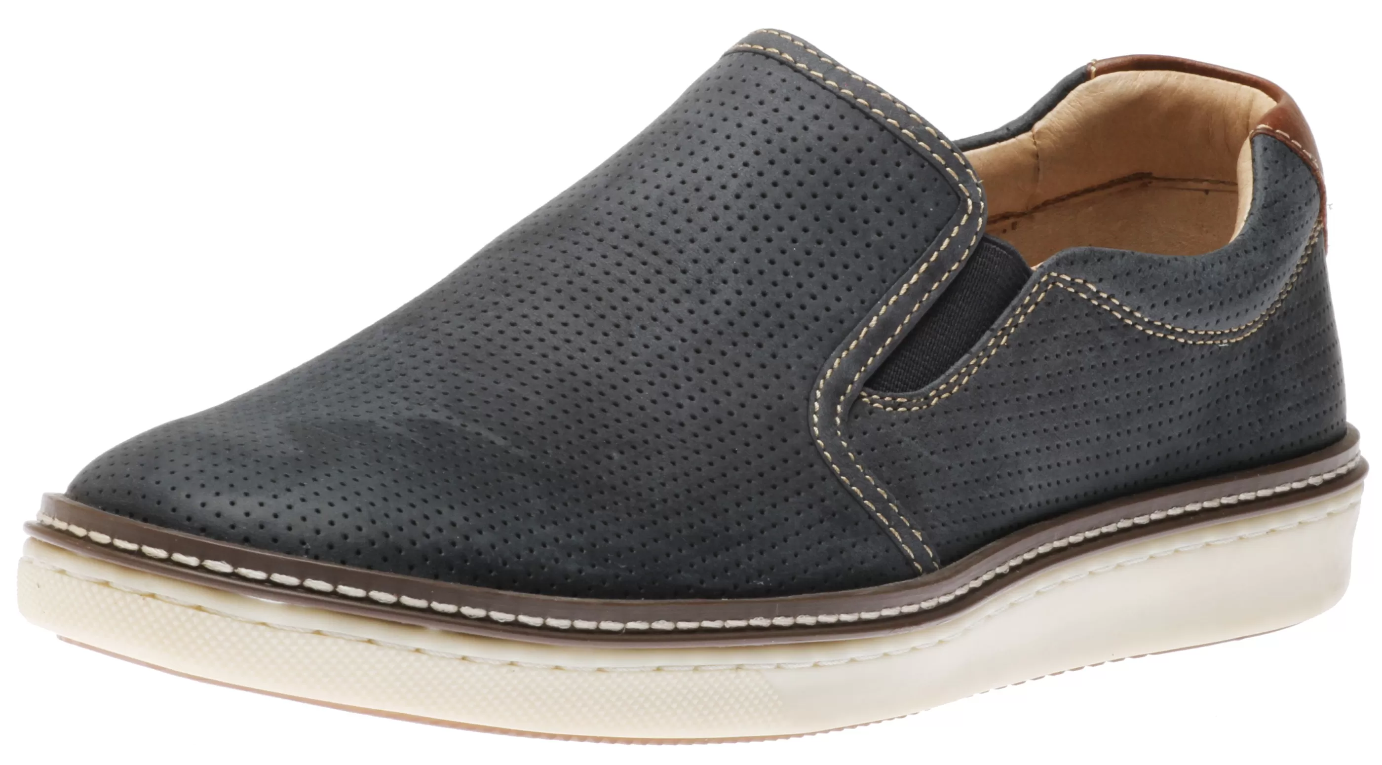 Flash Sale Mcguffey Perforated Navy Leather Slip-On Sneaker Men Walking