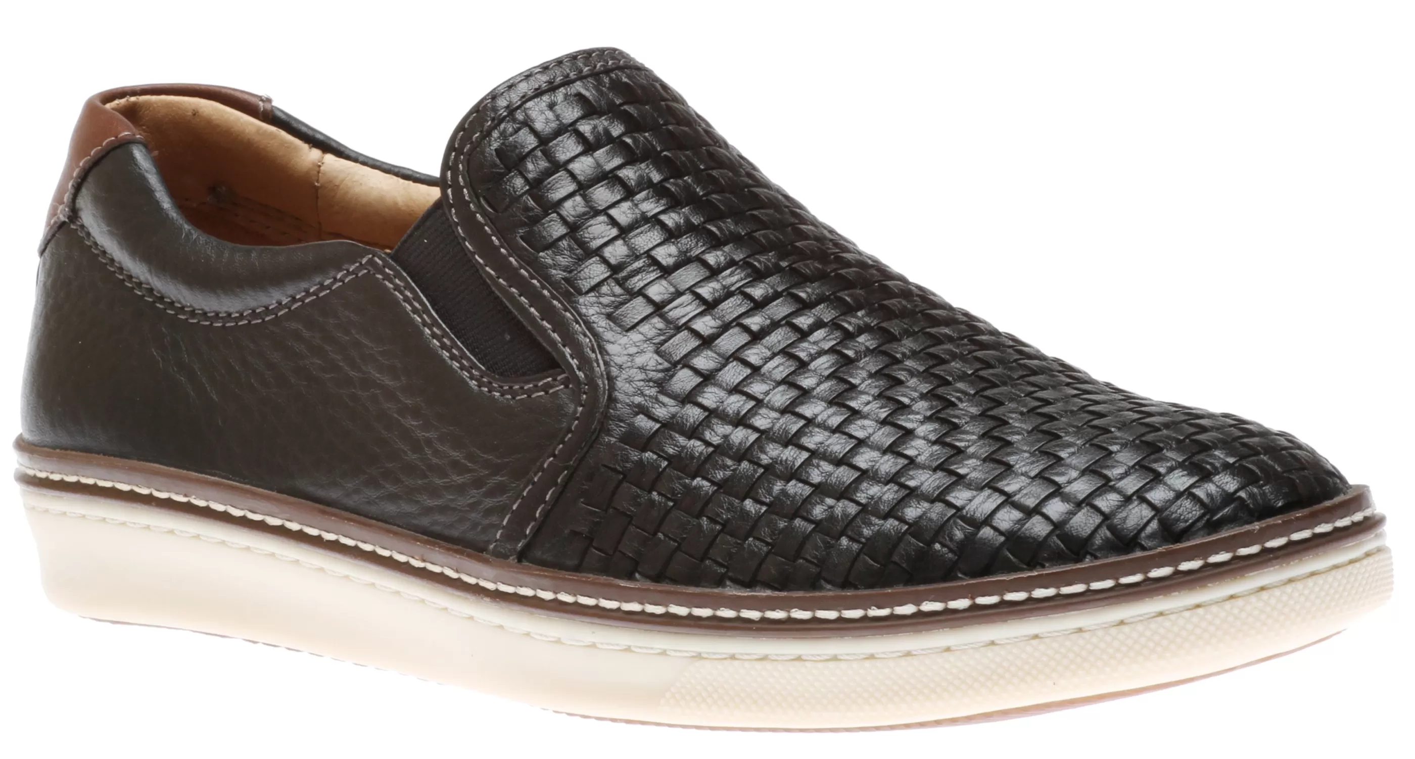 Clearance Mcguffey Woven Black Leather Slip-On Sneaker Men Dress Casual