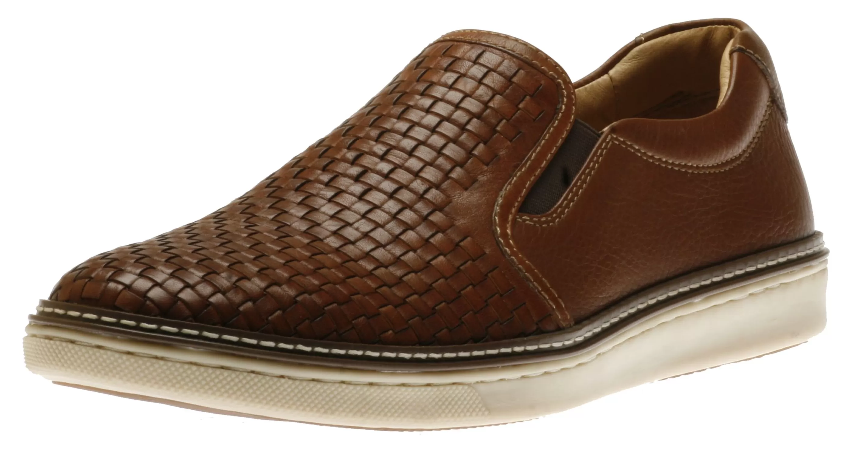 Sale Mcguffey Woven Tan Brown Leather Slip-On Sneaker Men Dress Casual