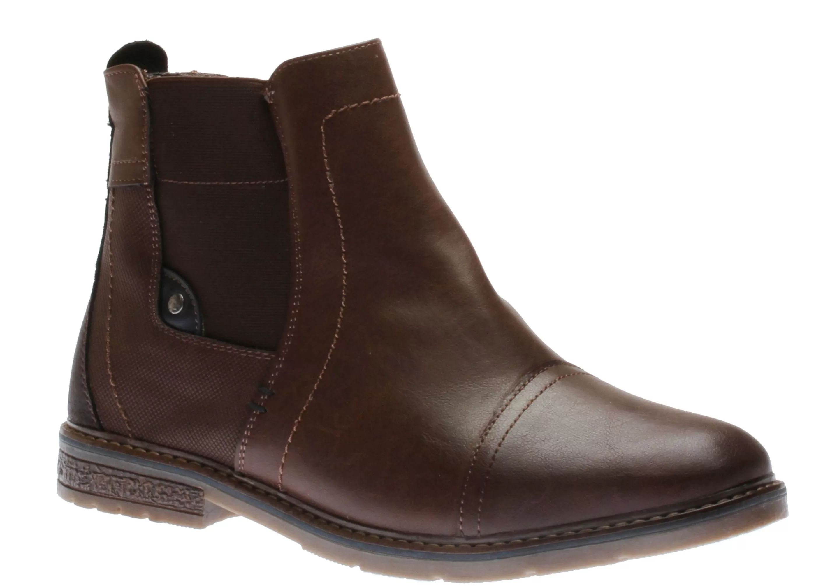 New Mens Side Zip Brown Men Dress Boots