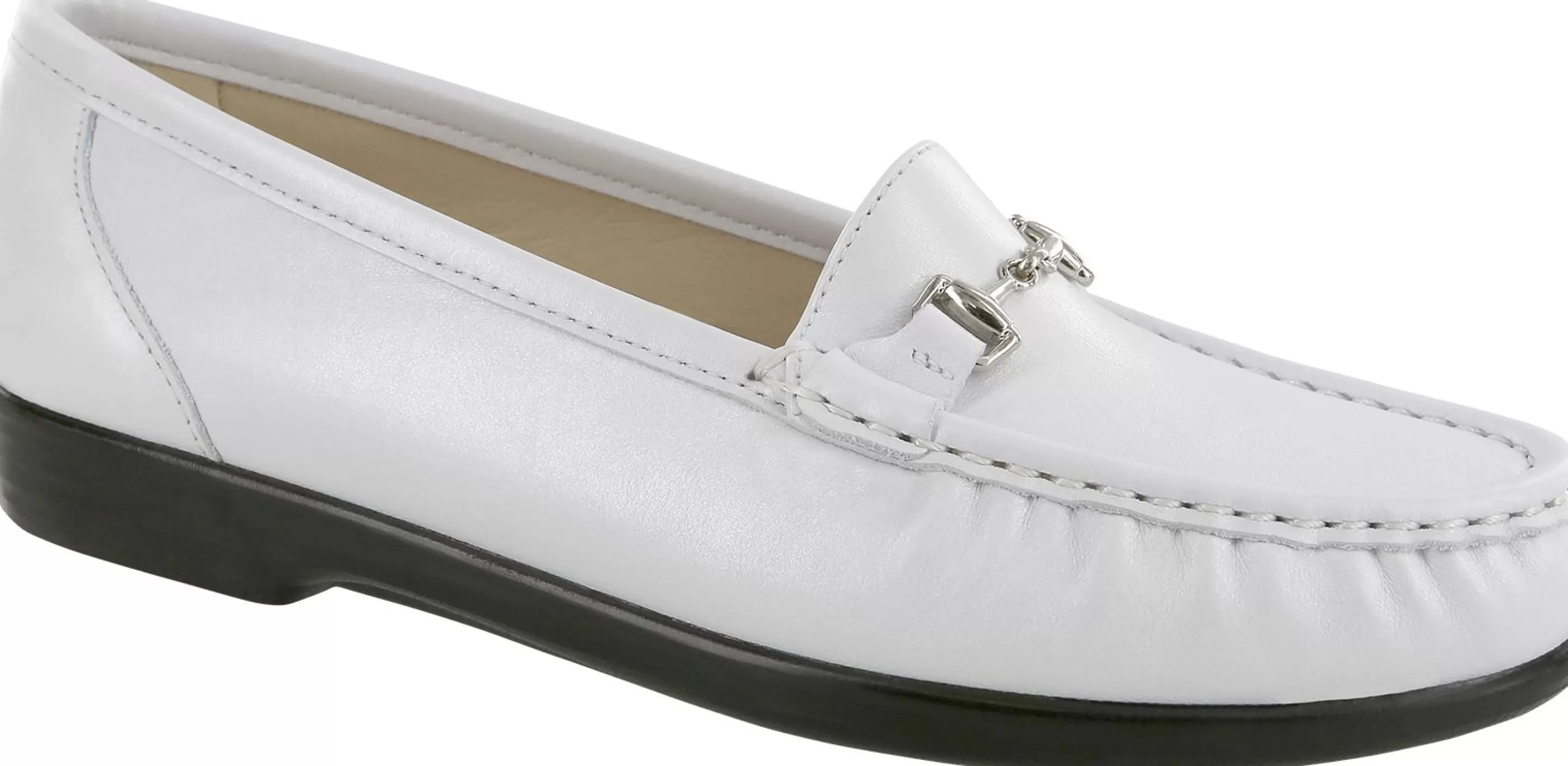 Outlet Metro Pearl White Leather Slip On Loafer Women Dress Casual