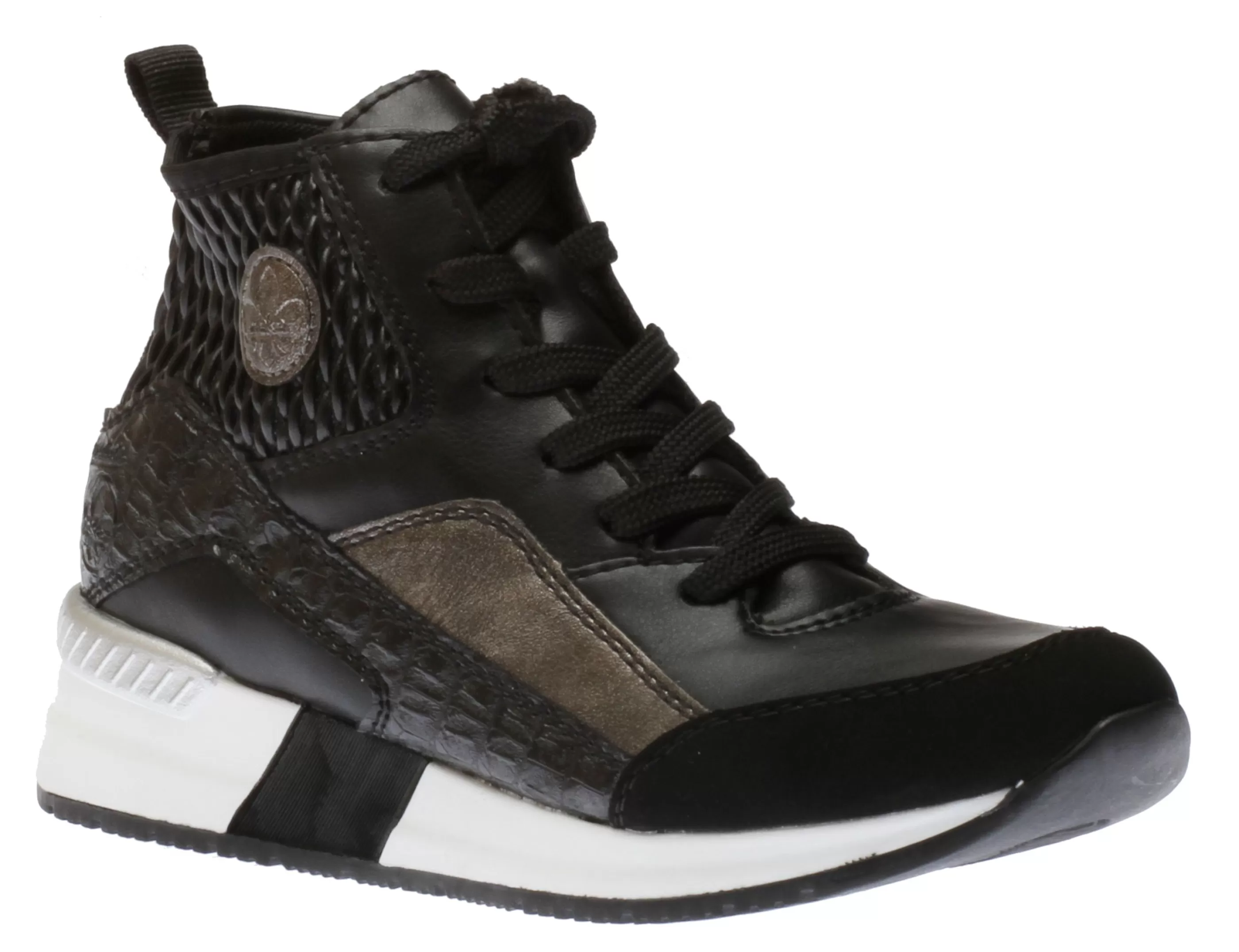 Shop Micro Stretch Black Lace-Up Wedge Sneaker Women Walking