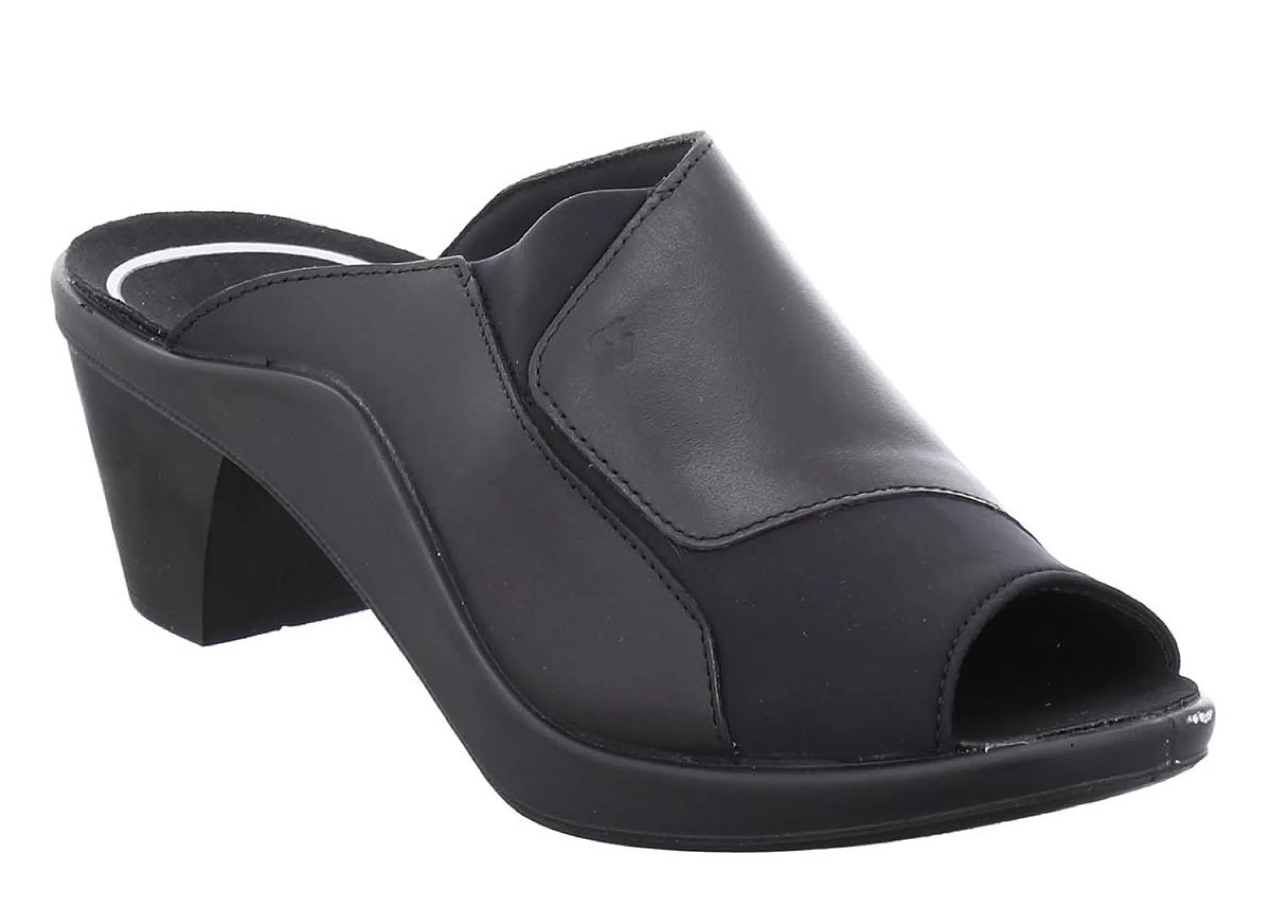 Store Mokassetta 244 Black Leather Slide Heel Sandal Women Slide