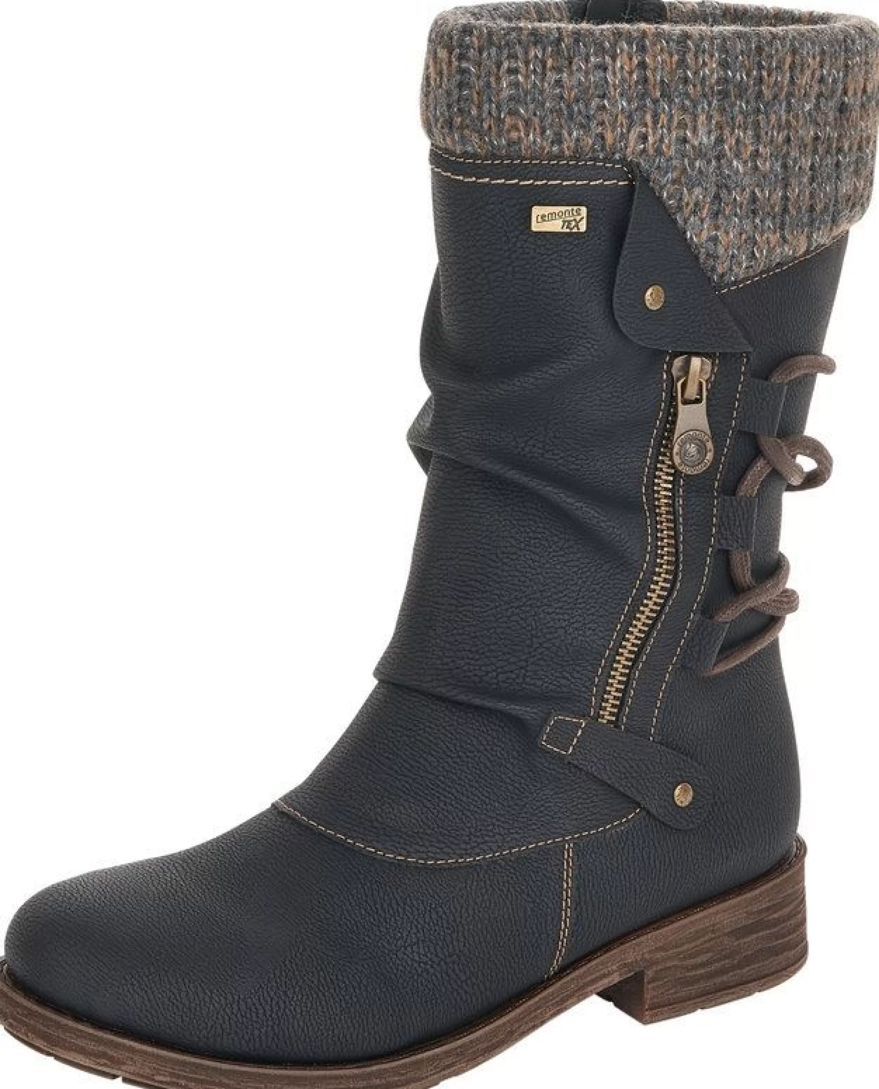 Fashion Mombasa Black Knit Mid-Height Boot Women Boot