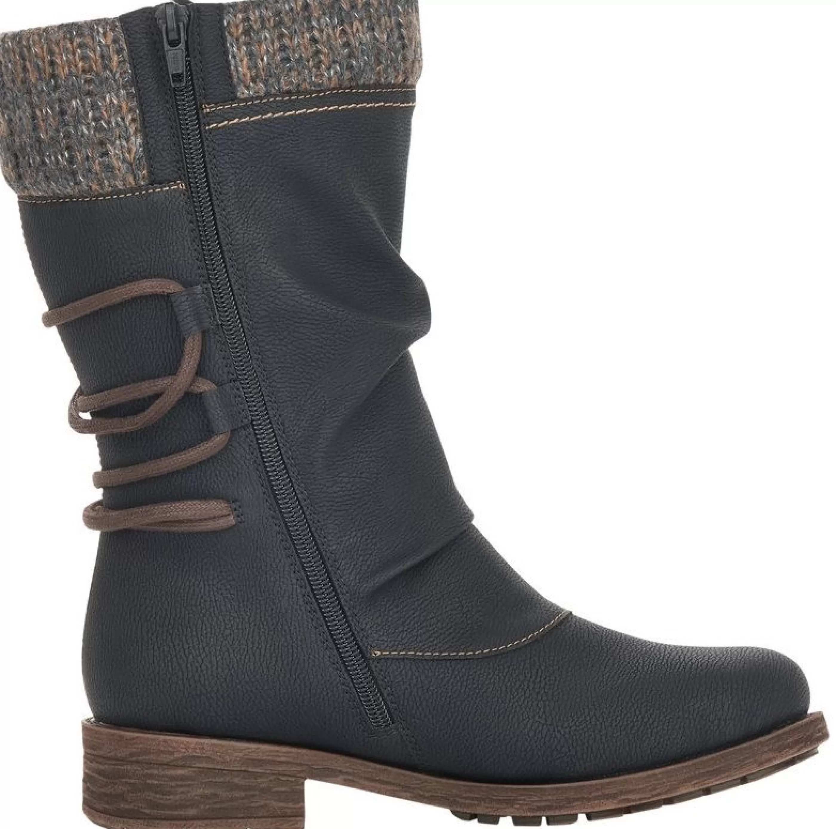 Fashion Mombasa Black Knit Mid-Height Boot Women Boot