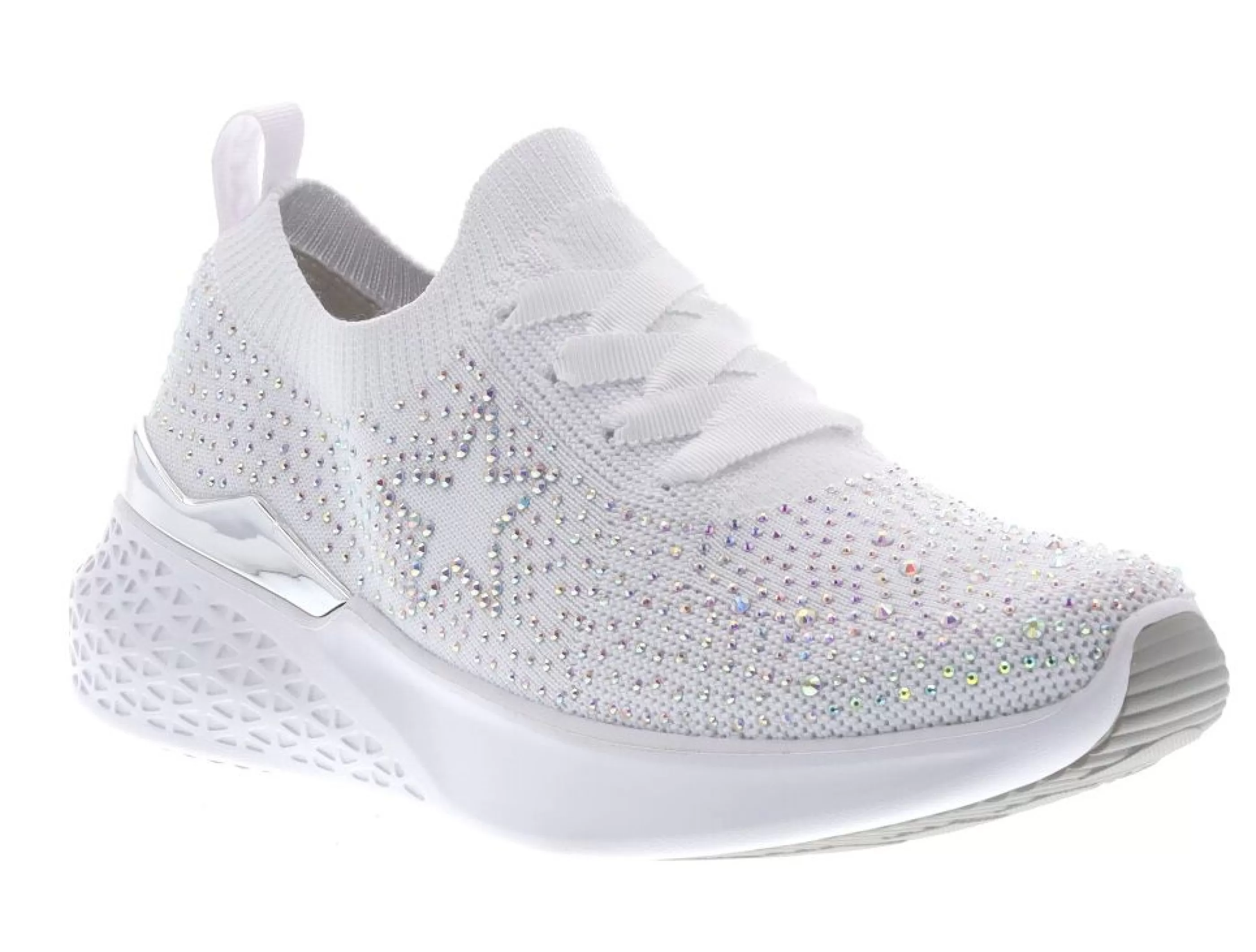 Best Monticello White Rainbow Rhinestone Slip-On Sneaker Women Walking