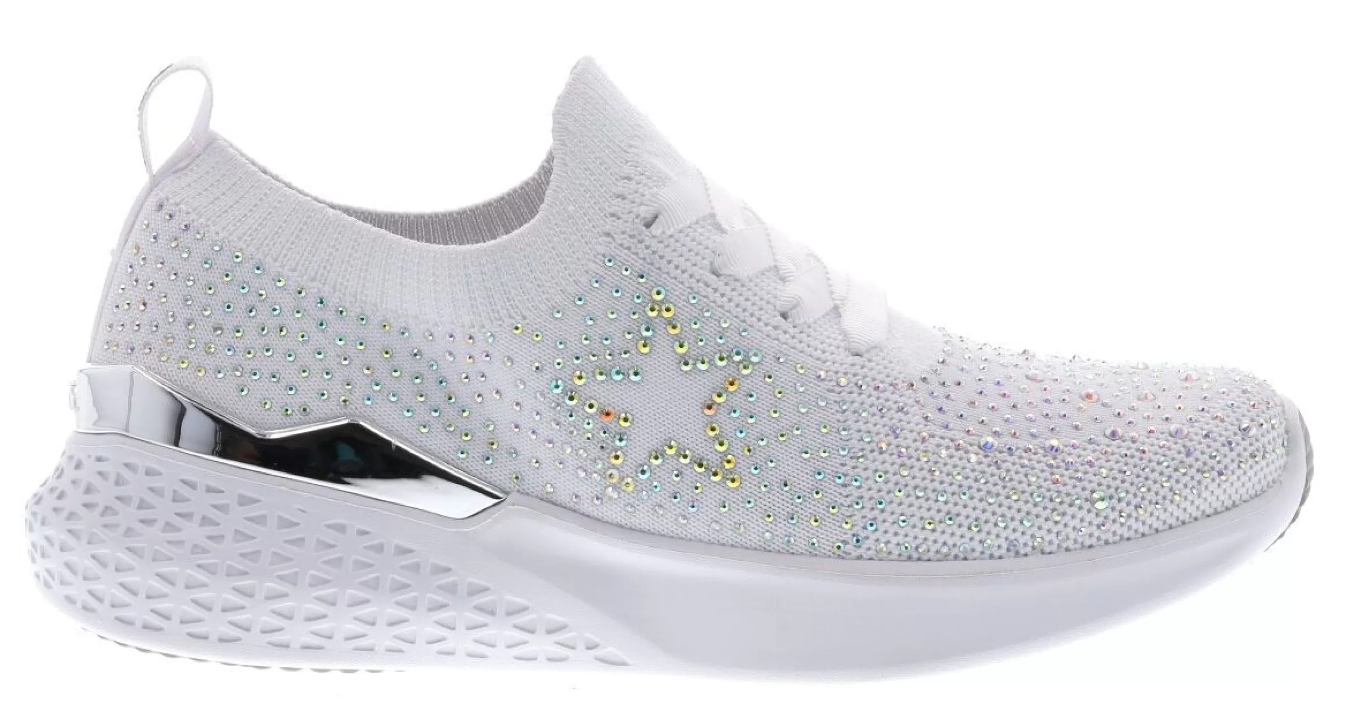 Best Monticello White Rainbow Rhinestone Slip-On Sneaker Women Walking