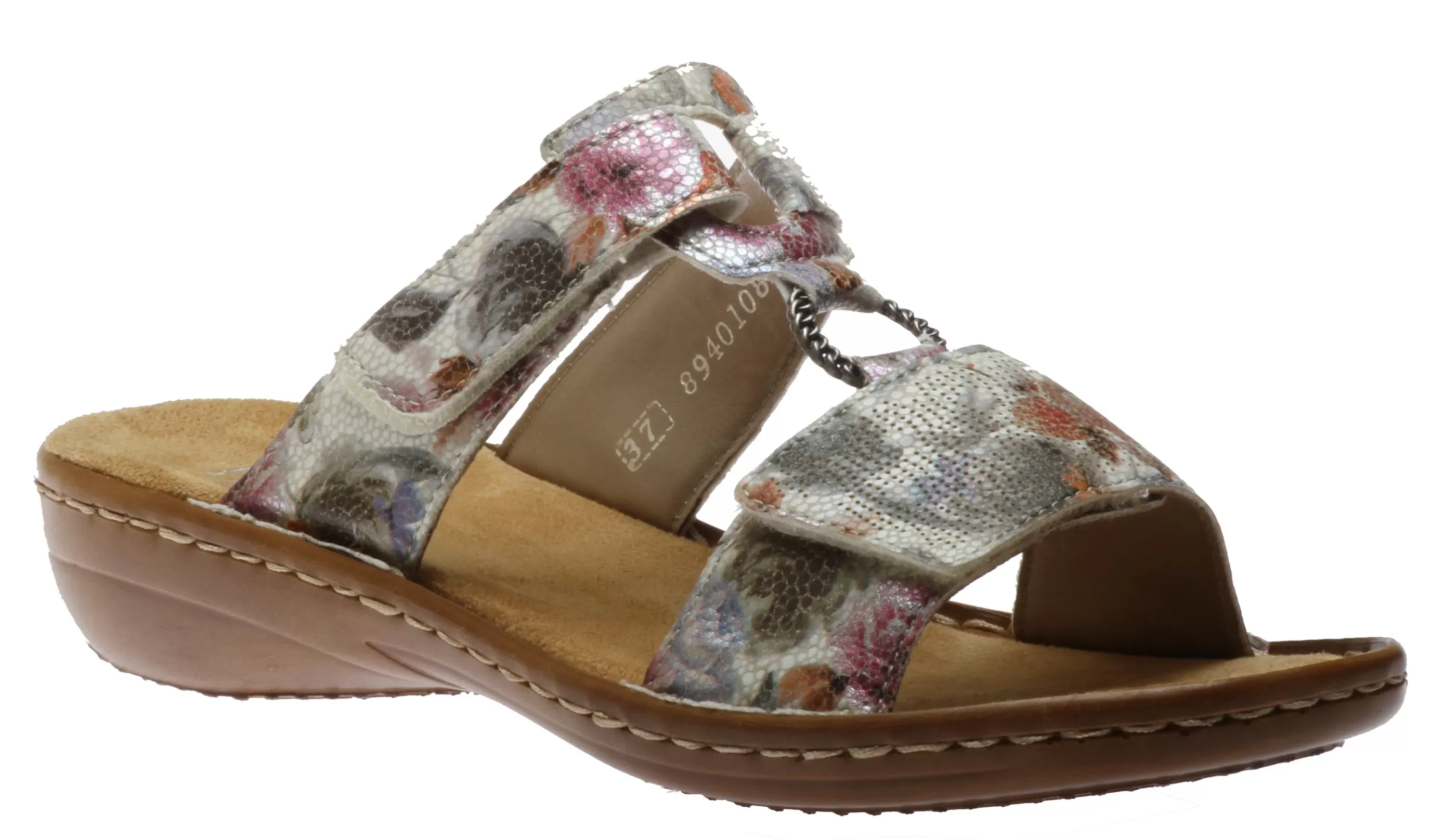 Hot Mosaik White Multicolour Floral Slide Sandal Women Slide