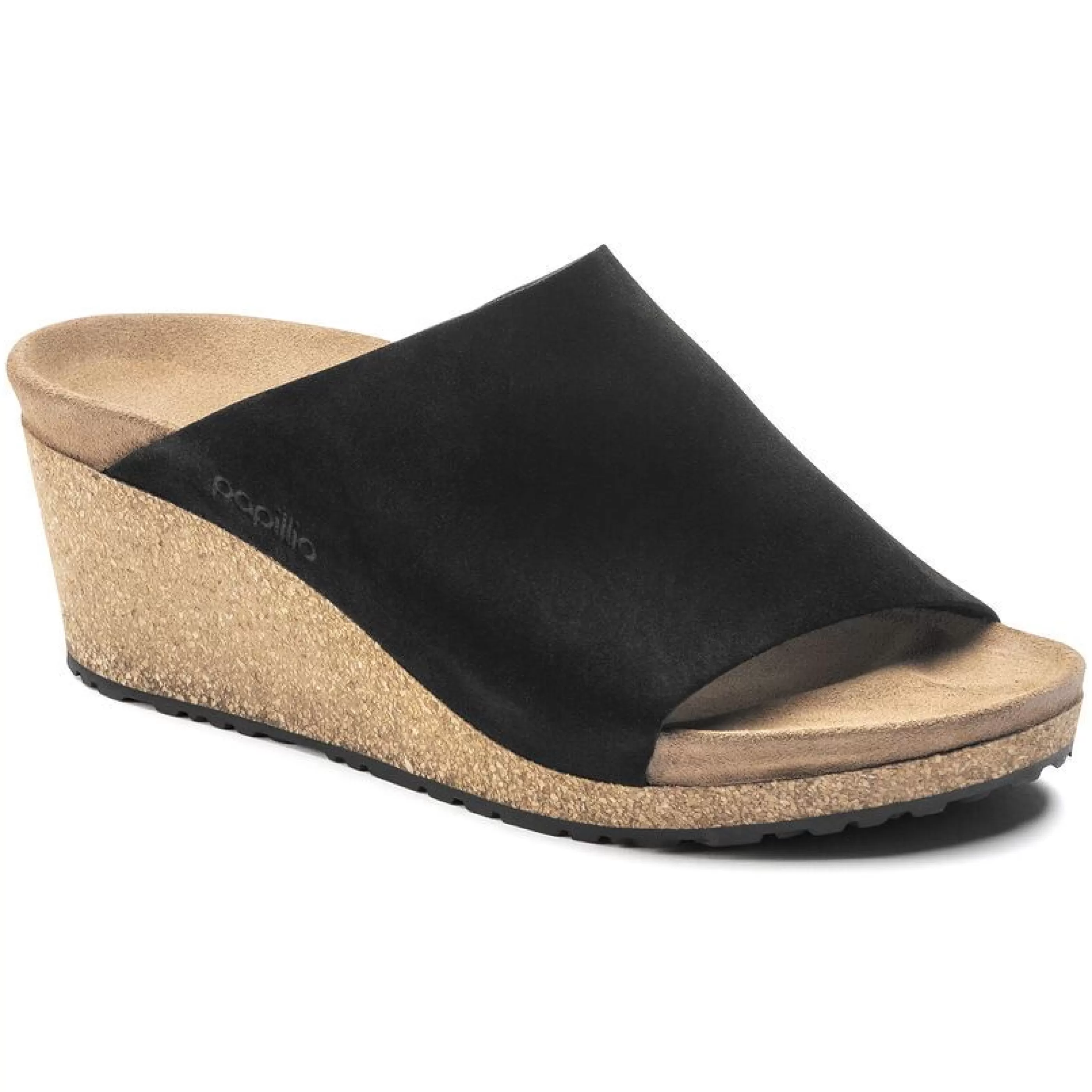 Fashion Namica Black Suede Leather Slide Wedge Sandal Women Slide