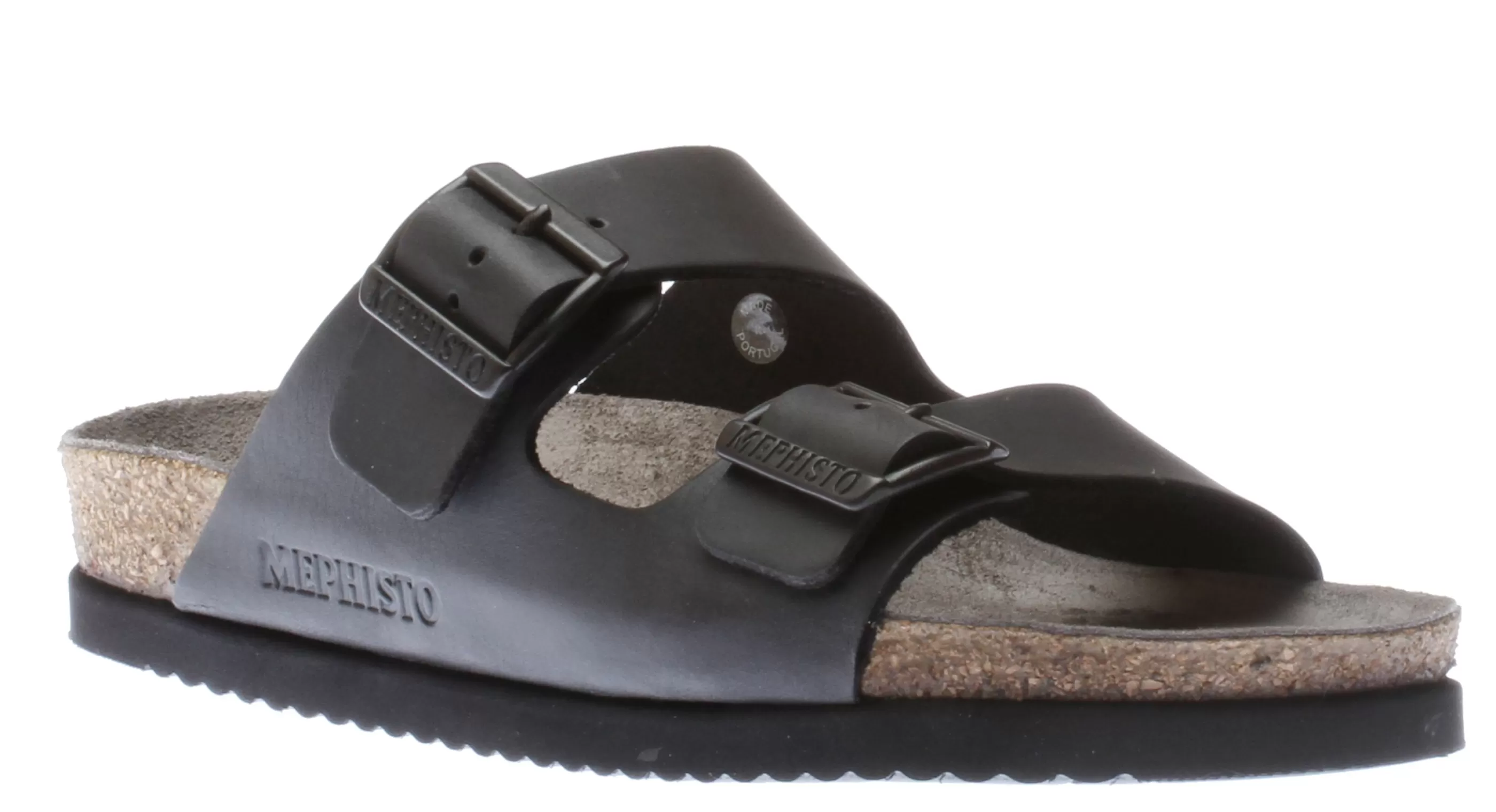 Online Nerio Black Scratch Leather Slide Sandal Men Slide