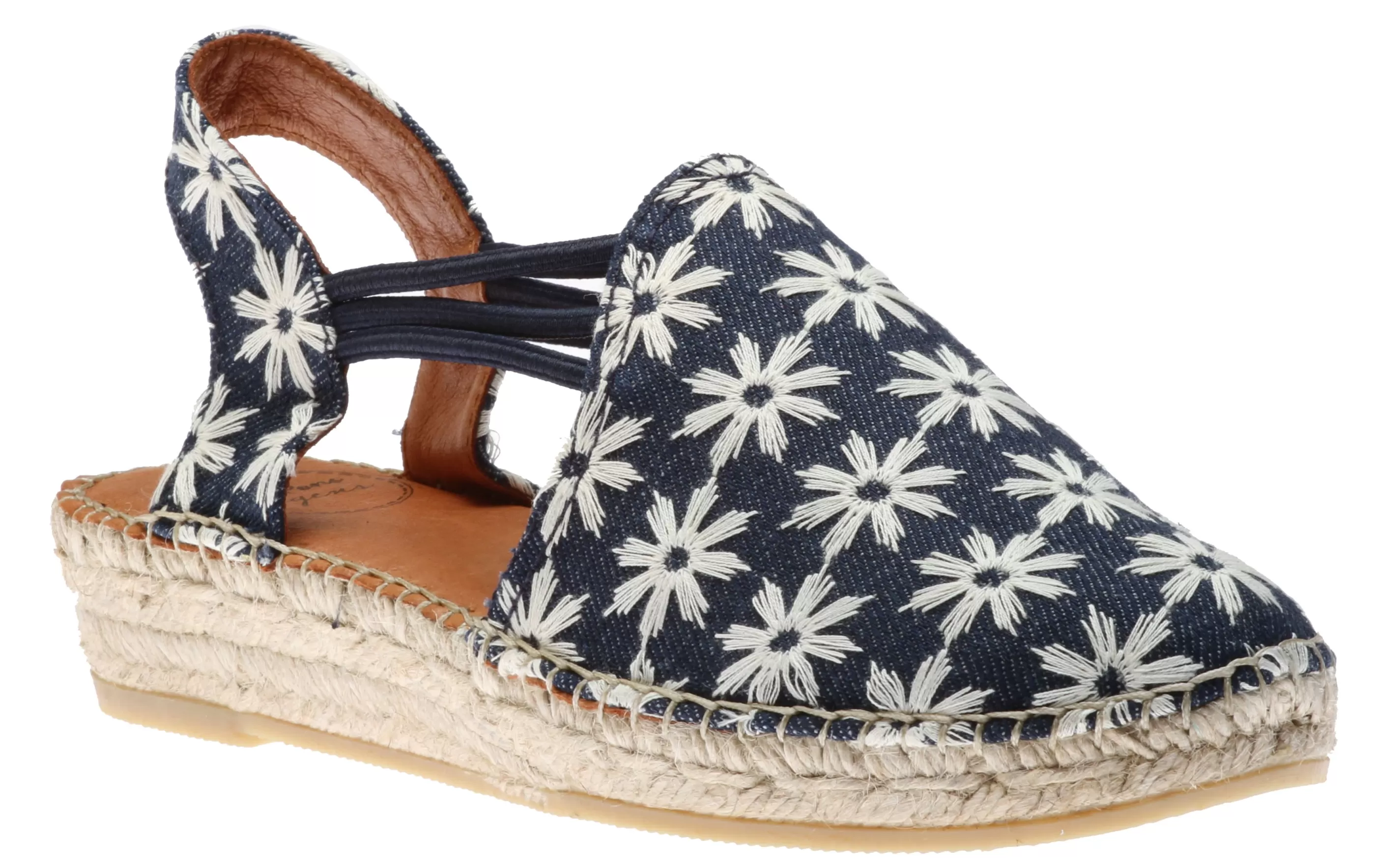 Clearance Noa Texa Blue White Embroidered Slip-On Espadrille Flat Sandal Women Sandal