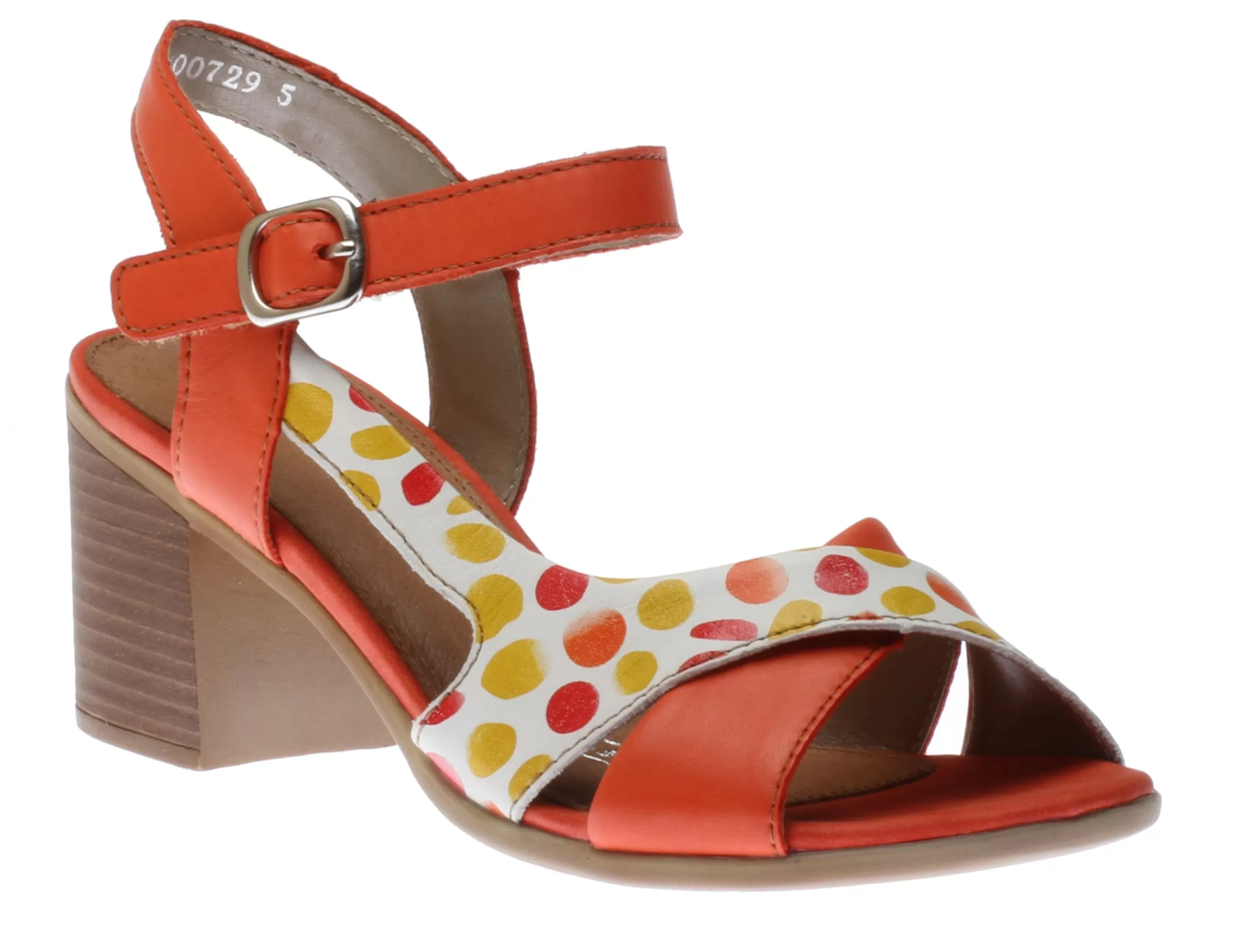 Best Odeon Orange Polka Dot Block Heel Sandal Women Sandal