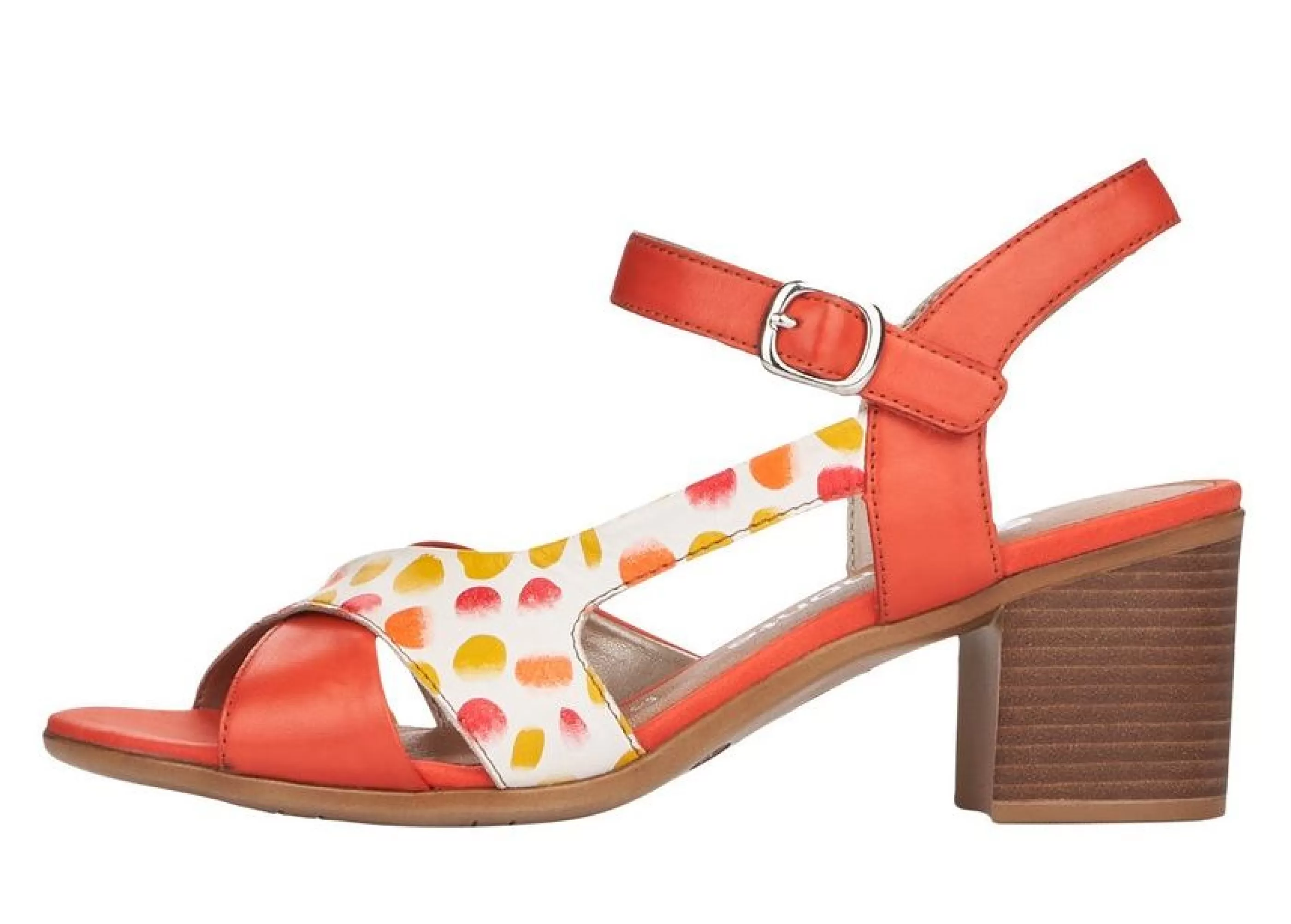 Best Odeon Orange Polka Dot Block Heel Sandal Women Sandal