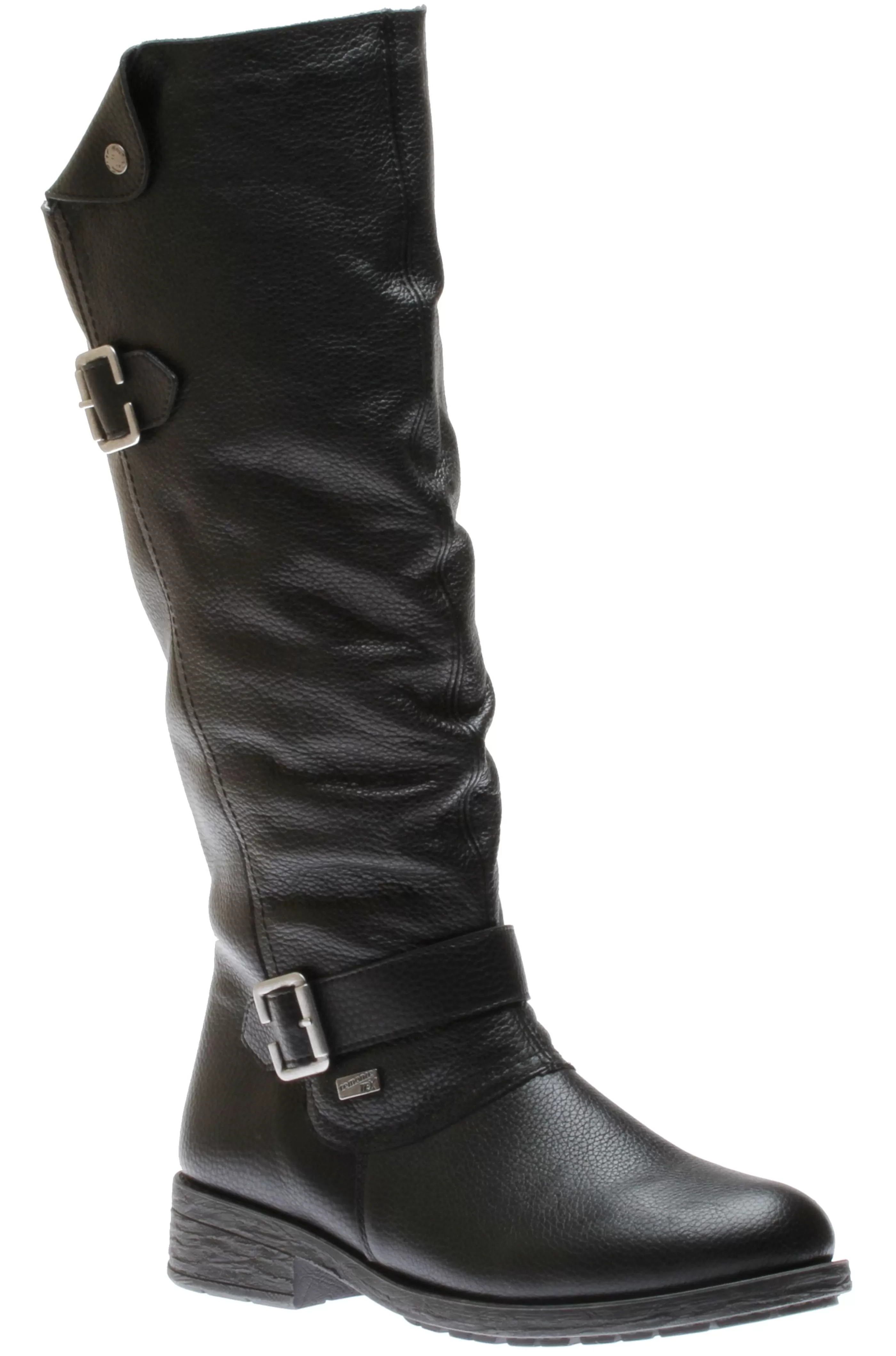 Cheap Orleans Black Ruched Leather Tall Boot Women Boot