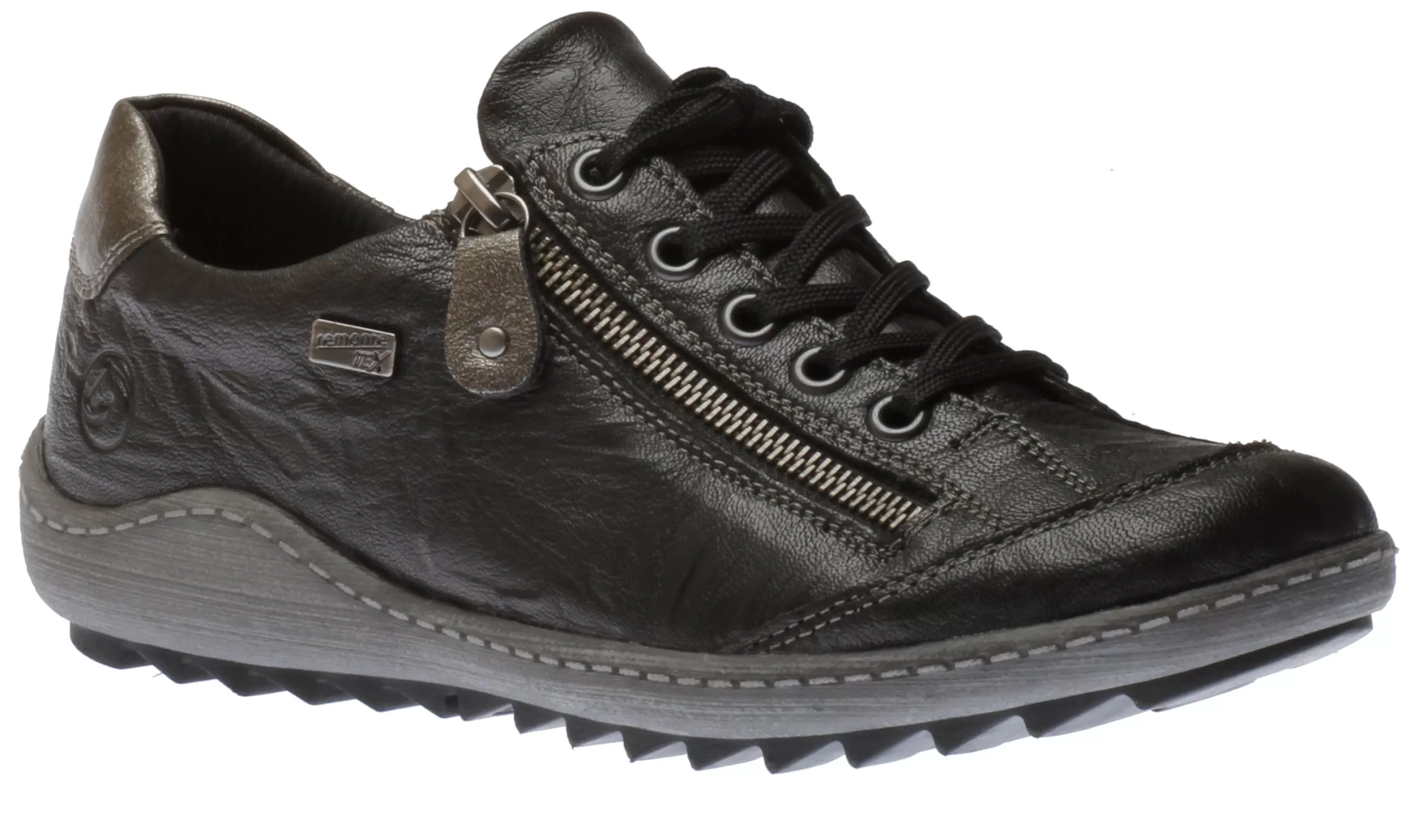 Store Ottawa Black Leather Lace-Up Sneaker Women Walking