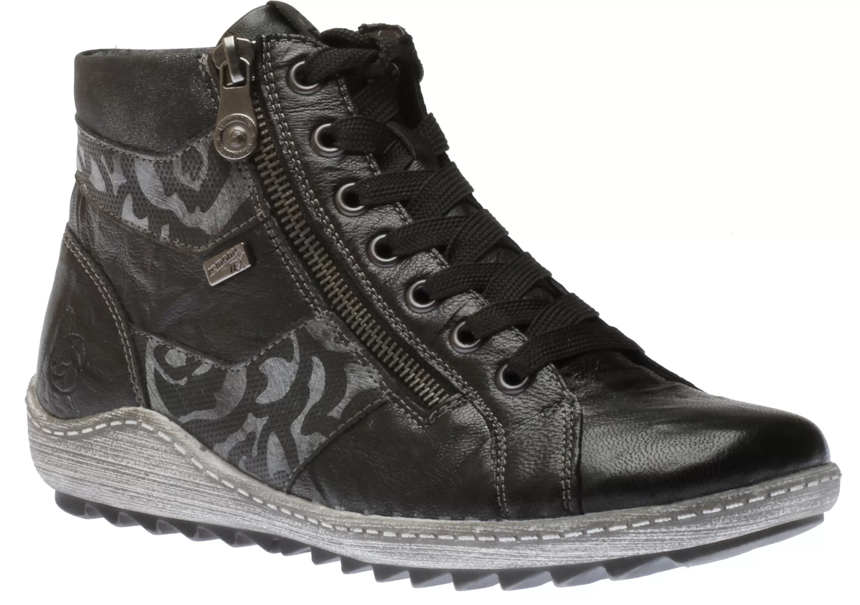 Cheap Ottawa Black Print Lace-Up Ankle Sneaker Women Casual