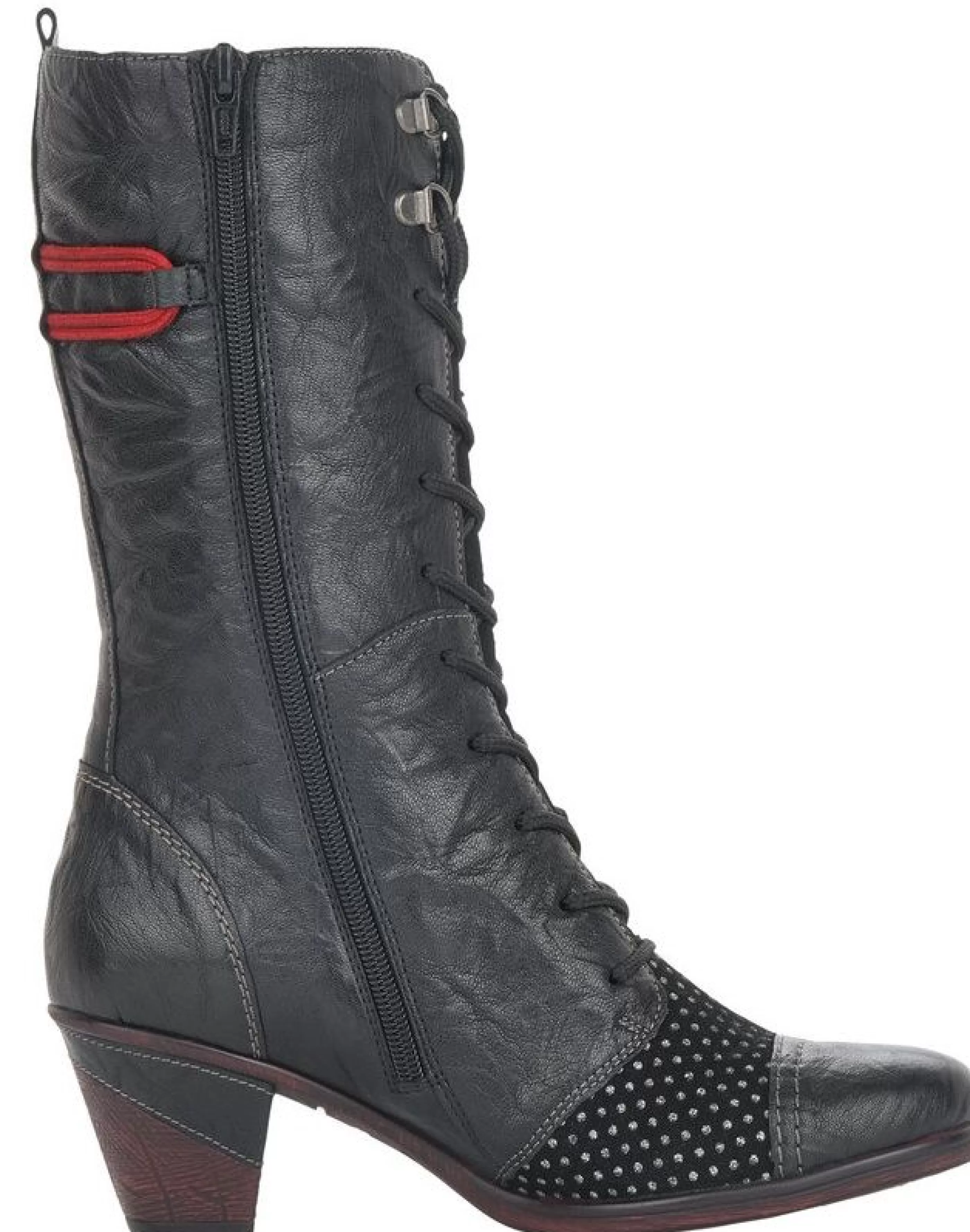 Outlet Ottawa Black Red Mid-Calf Boot Women Dress Boot