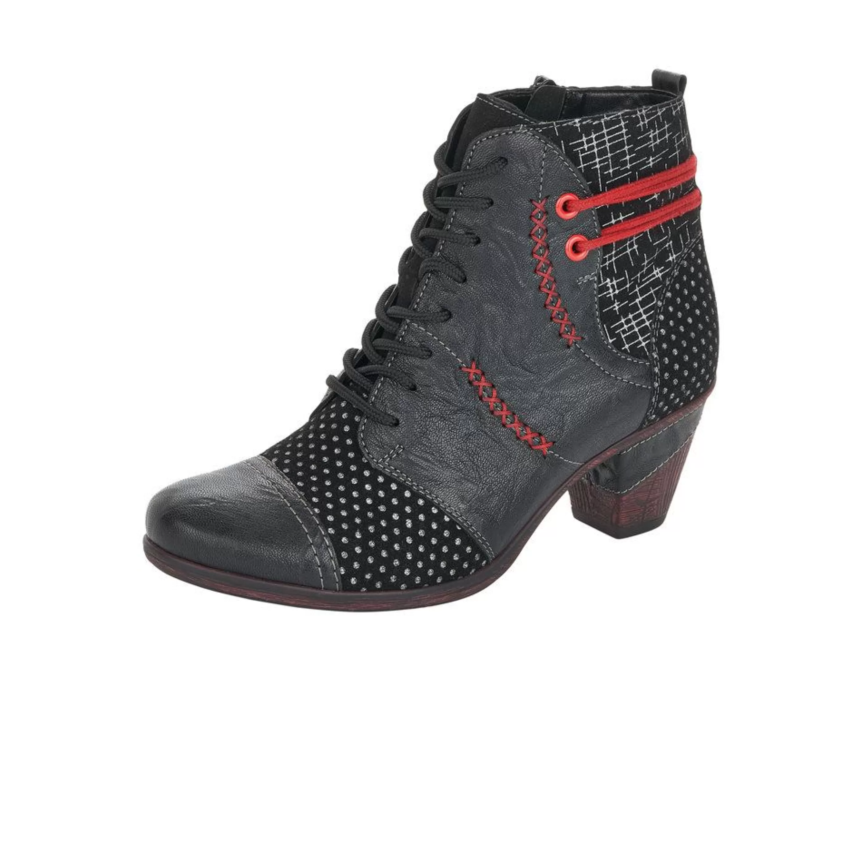 Cheap Ottawa Black Red Print Ankle Boot Women Dress Boot