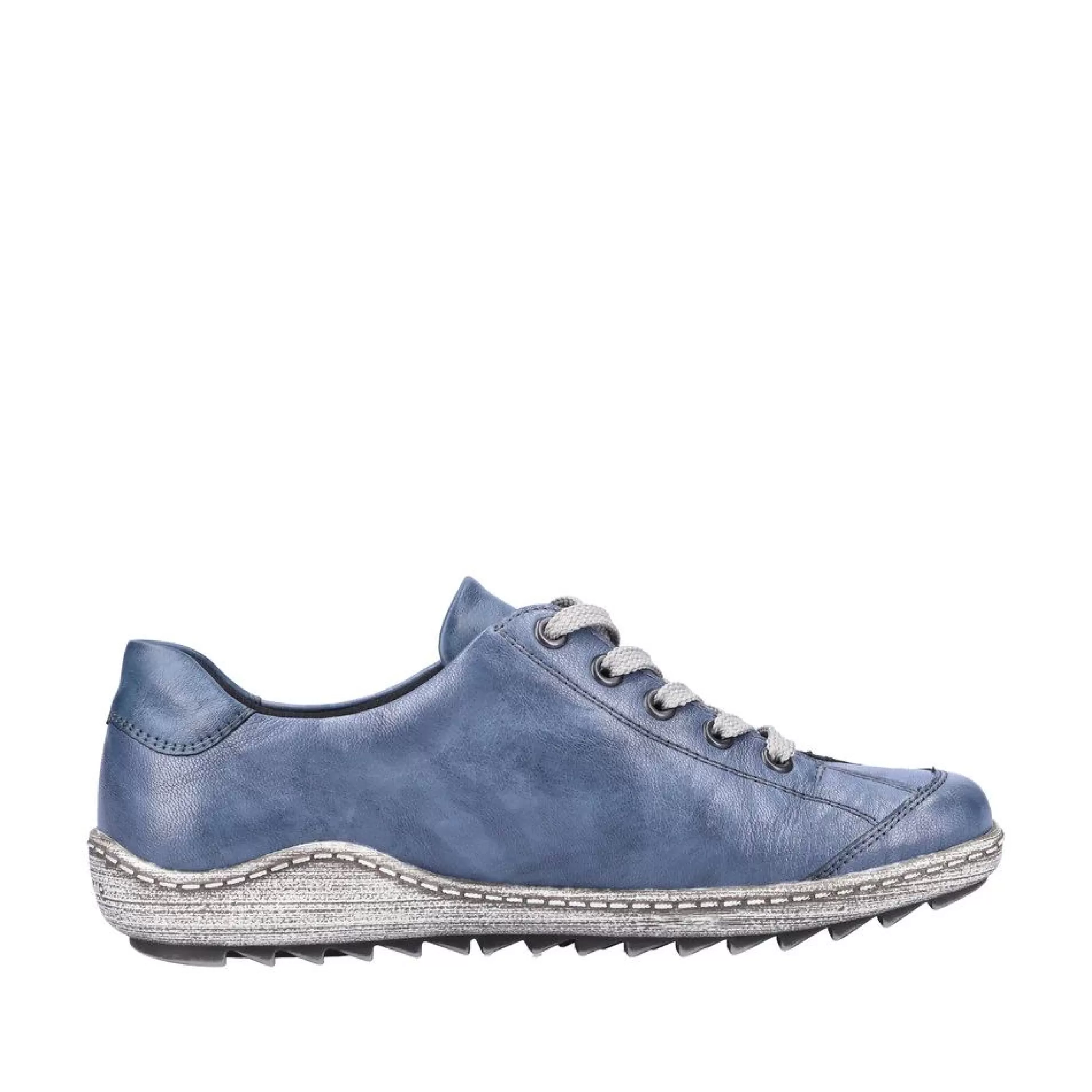 Hot Ottawa Blue Leather Lace-Up Sneaker Women Walking