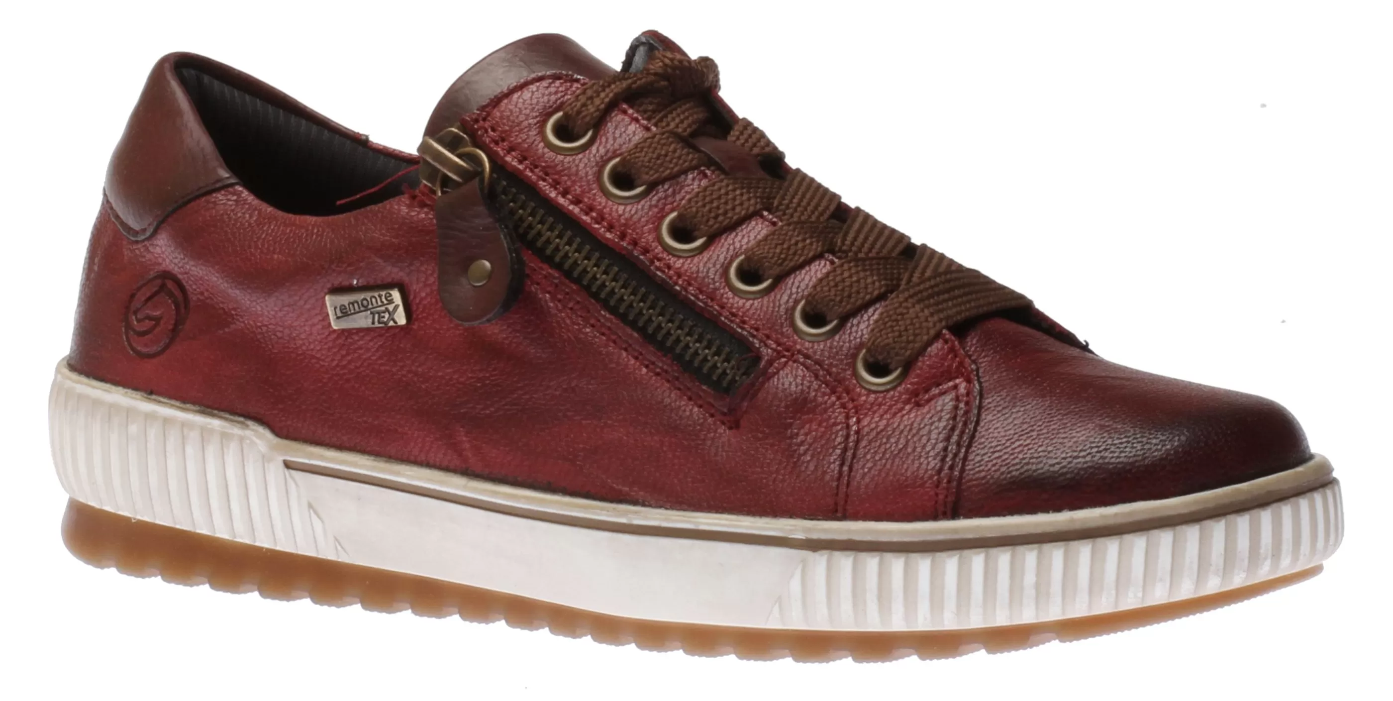 Best Sale Ottawa Burgundy Leather Zipper Lace-Up Sneaker Women Walking