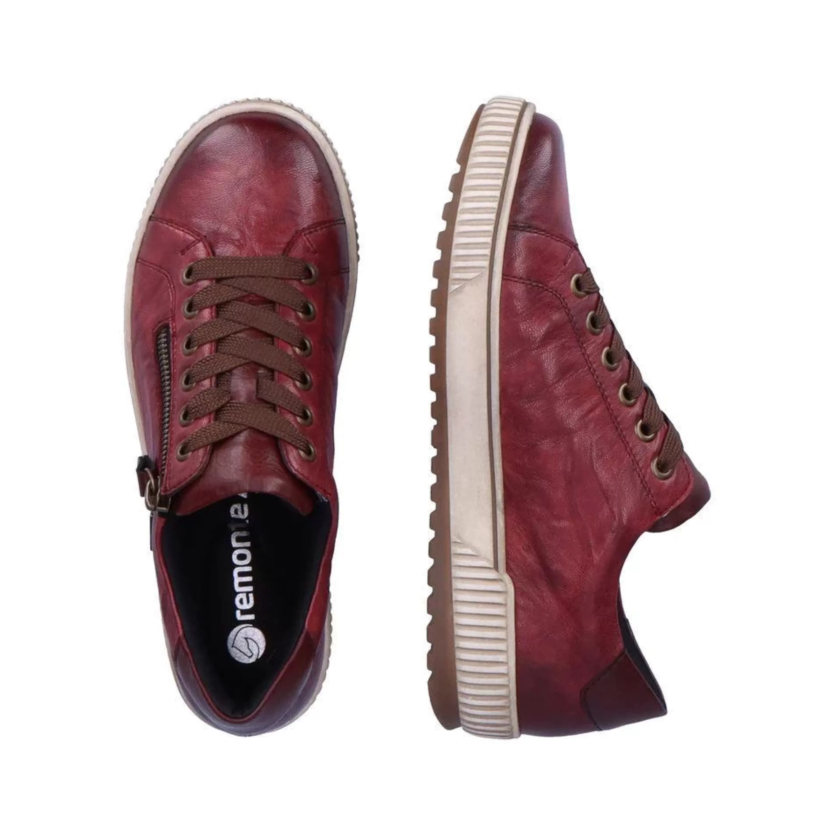 Best Sale Ottawa Burgundy Leather Zipper Lace-Up Sneaker Women Walking