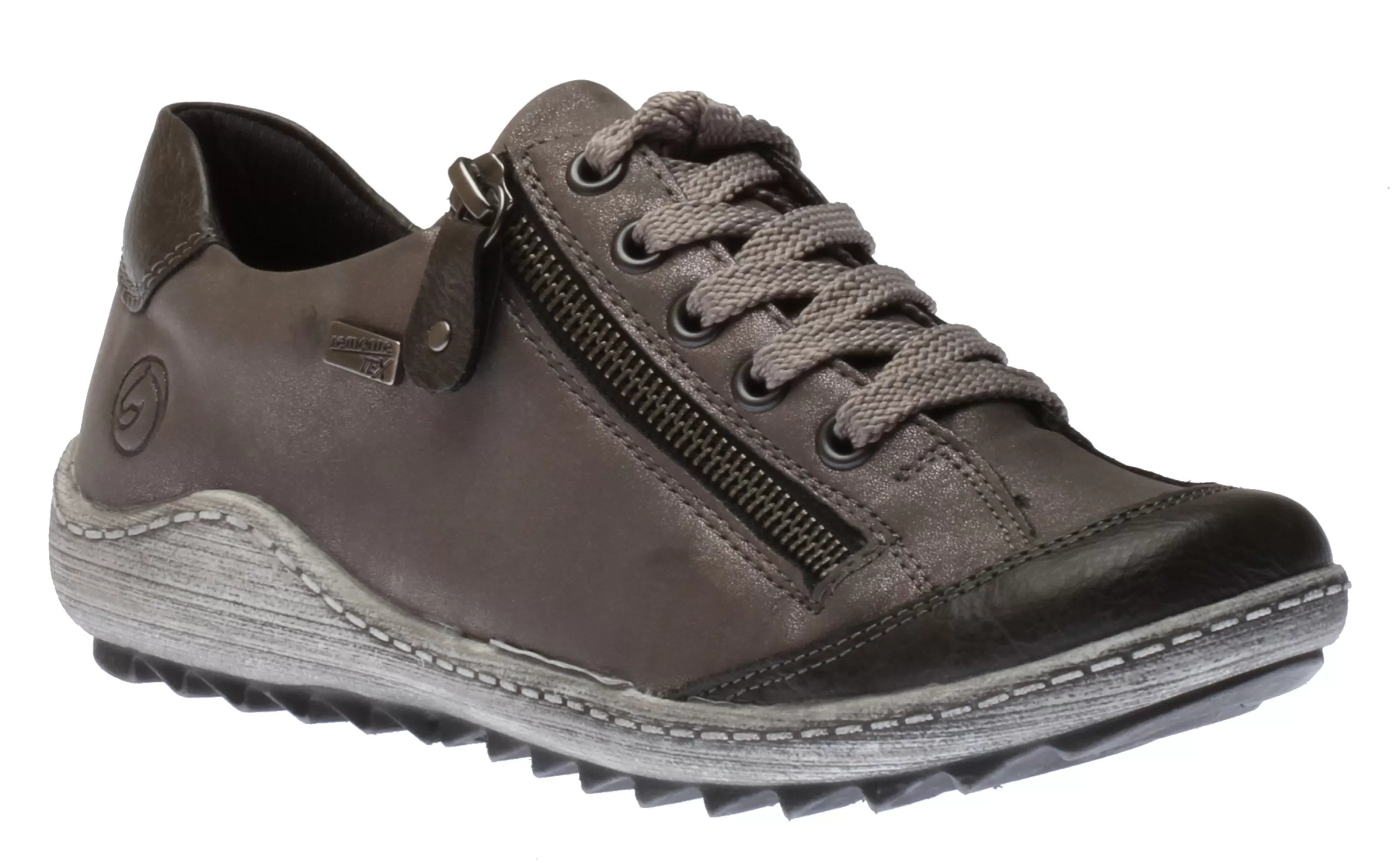 Online Ottawa Grey Leather Lace-Up Sneaker Women Walking