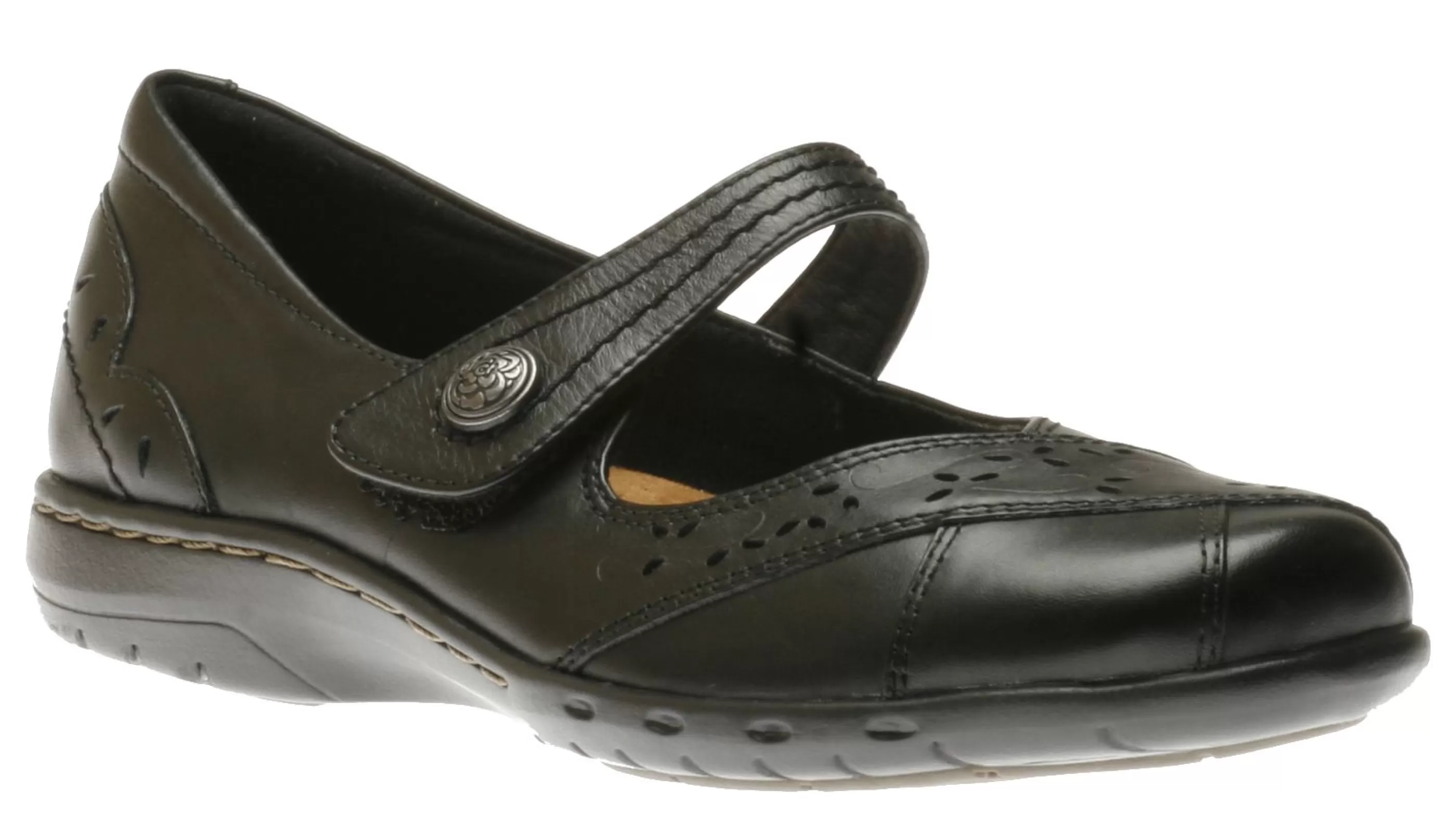 Discount Petra Black Leather Mary Jane Flat Women Casual